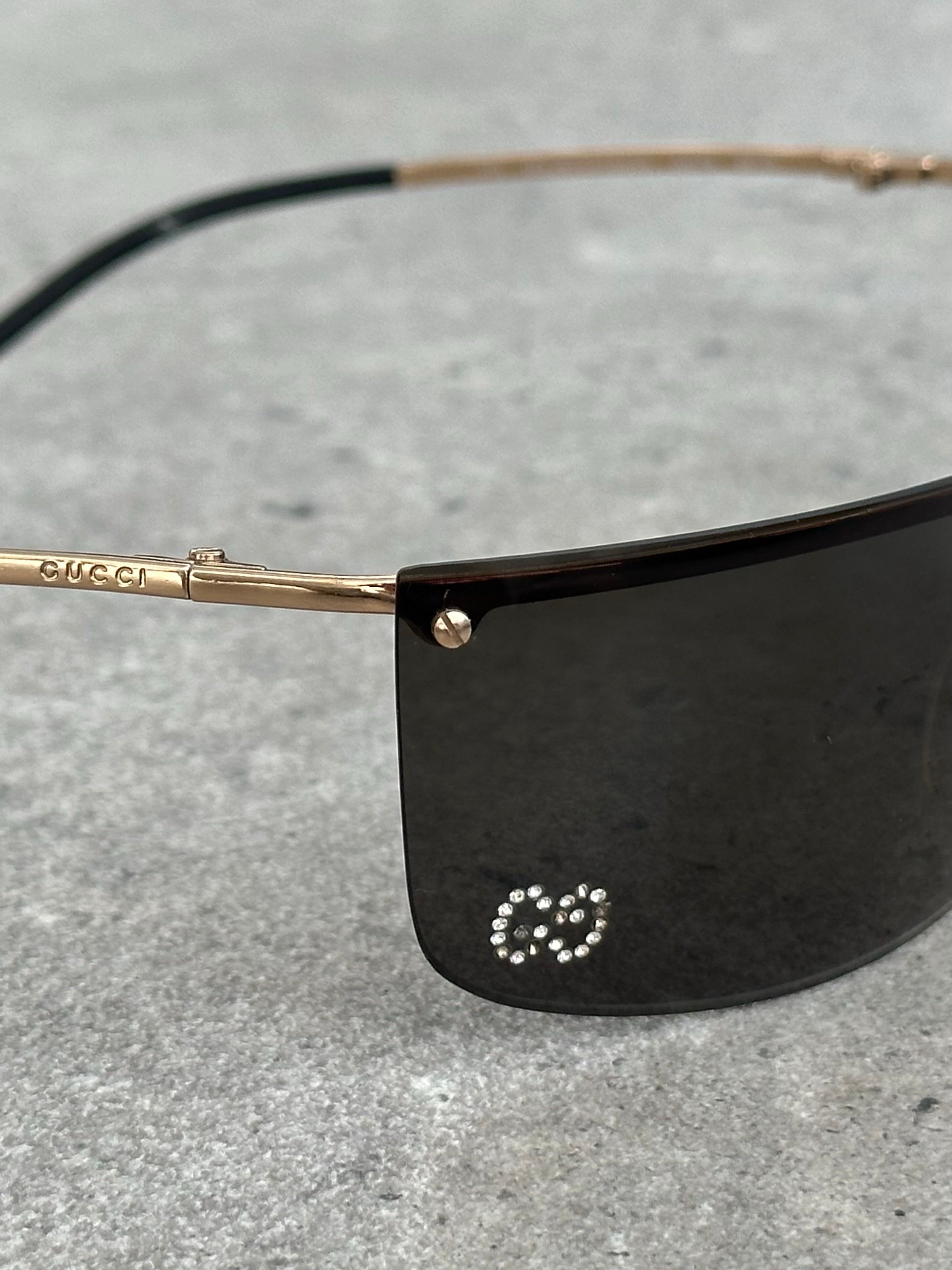 Gucci 2000s Rimless Shield Logo Sunglasses