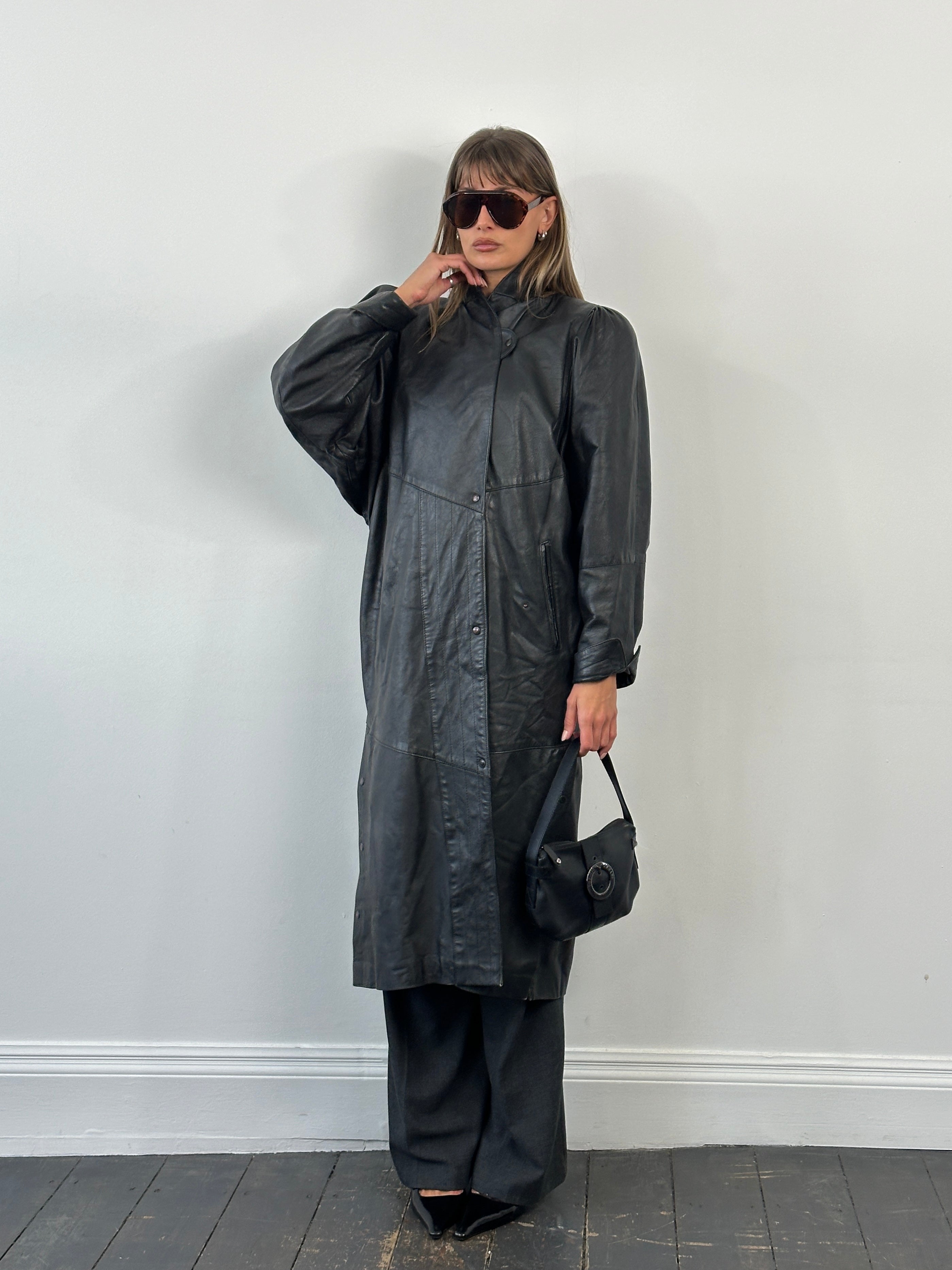 Vintage 1990s Leather Trench Coat - XL - SYLK