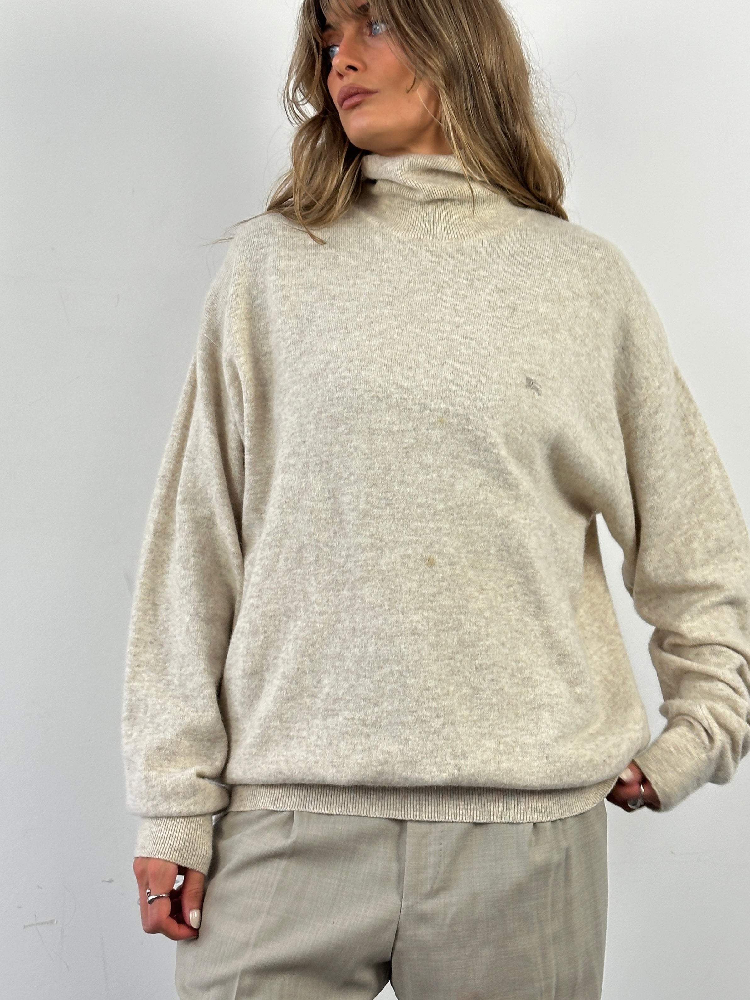 Burberry Lambswool Roll Neck Logo Knit Jumper - XL - SYLK