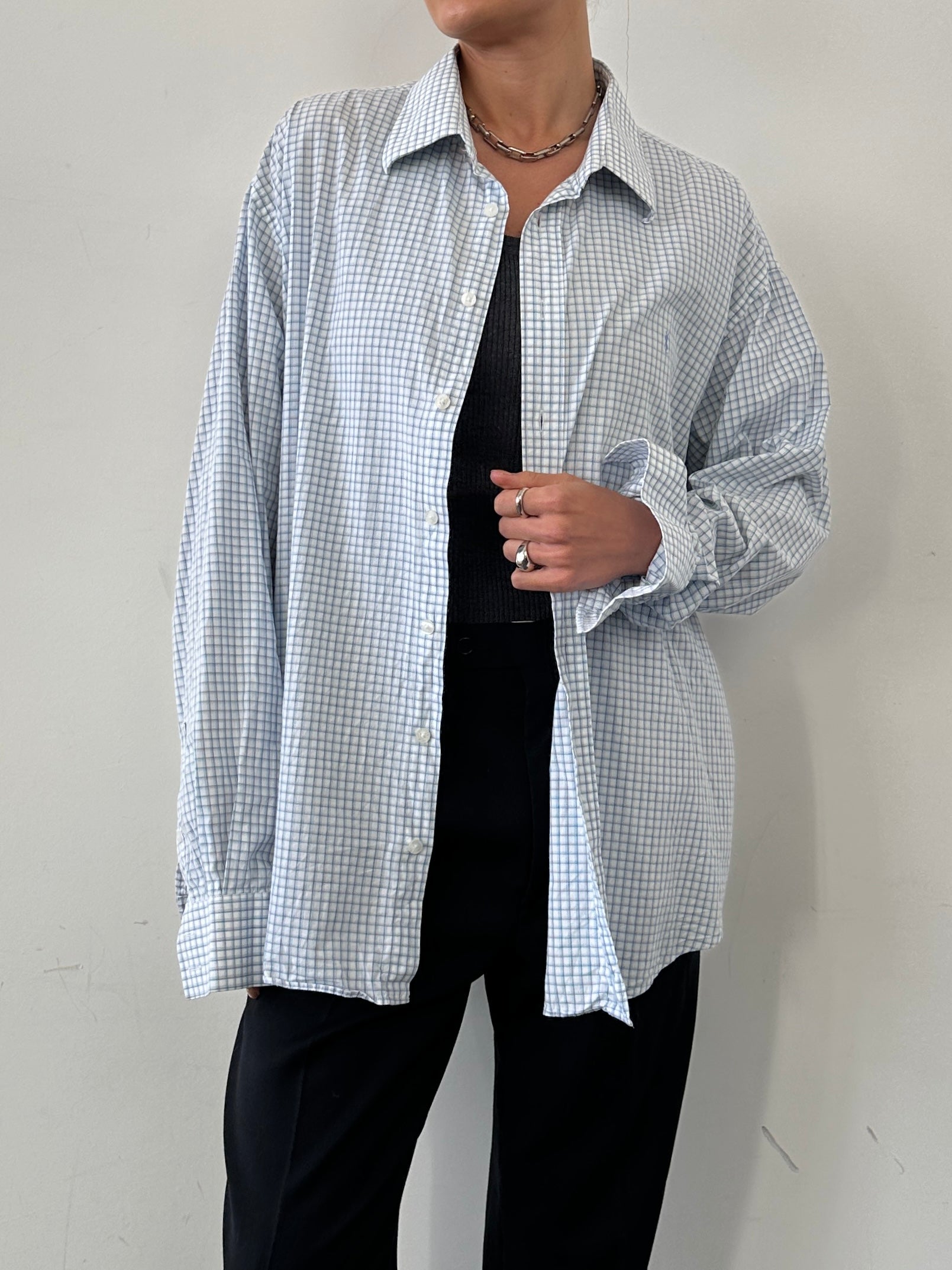 Yves Saint Laurent Pour Homme pure cotton check shirt in XXL, featuring a classic plaid pattern and button-down collar.