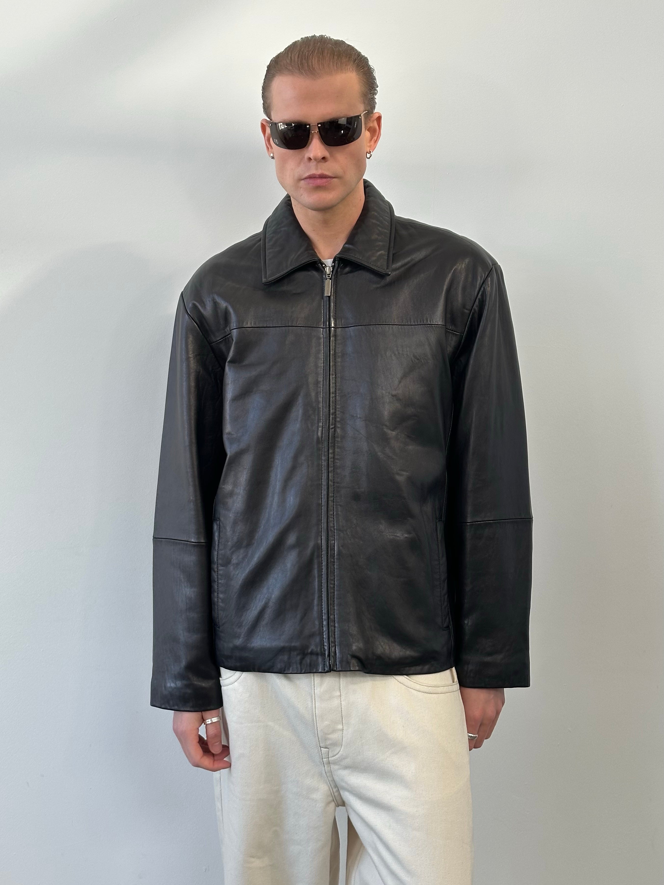 Vintage 1990s Boxy Leather Jacket - L