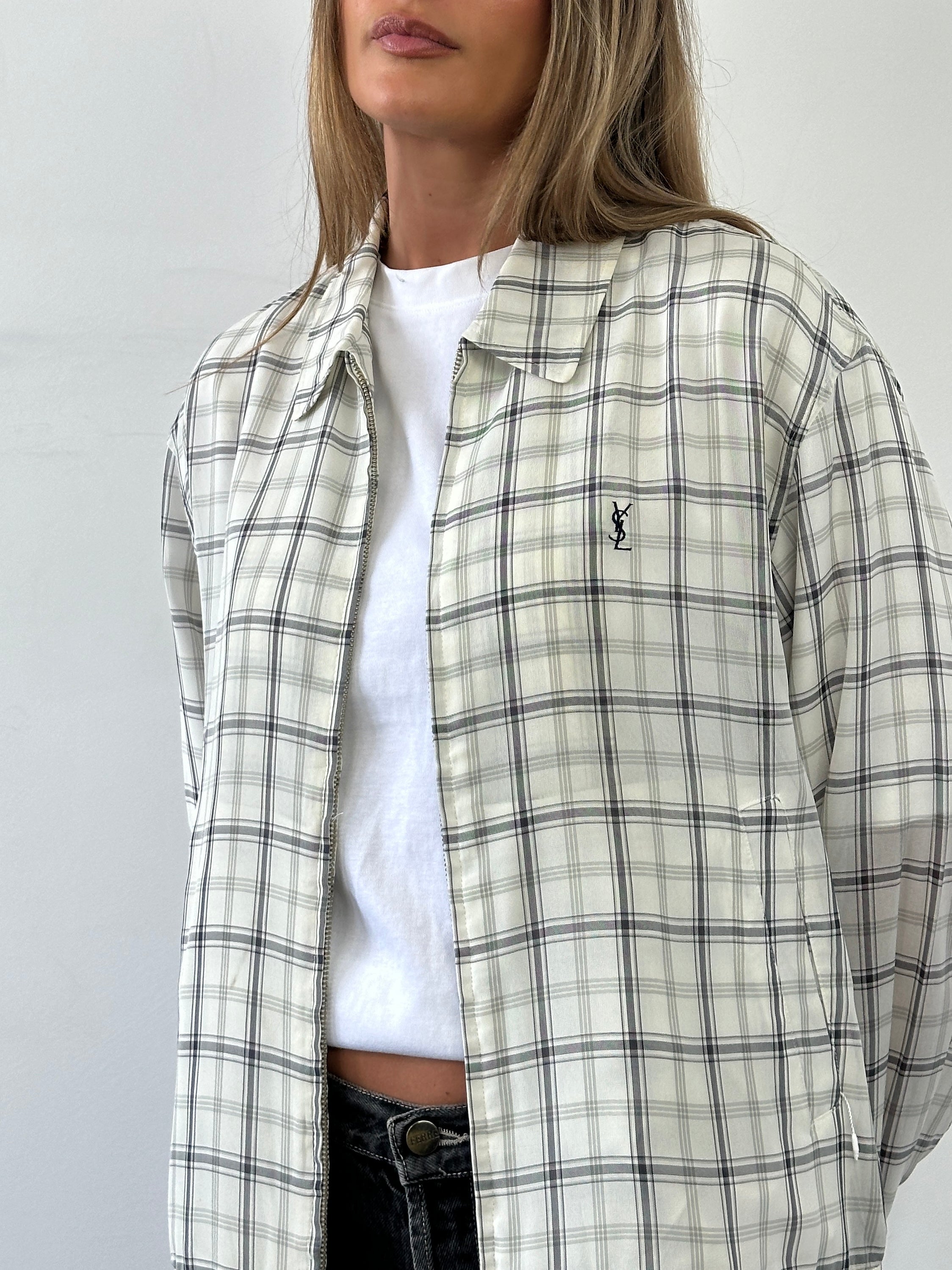 Yves Saint Laurent Check Logo Bomber Jacket - M/L | SYLK