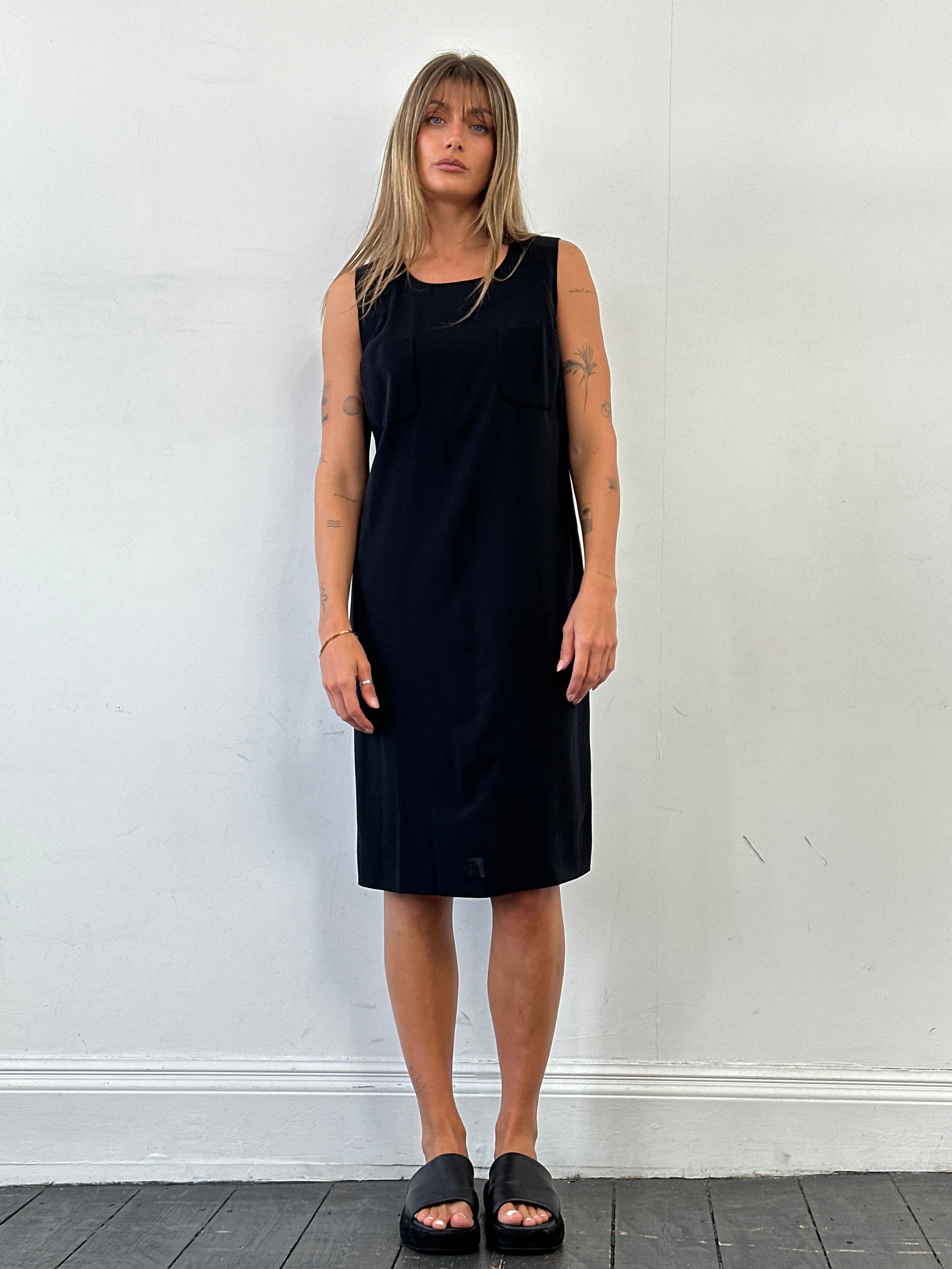 Max Mara Sleeveless Pocket Midi Dress - L - SYLK