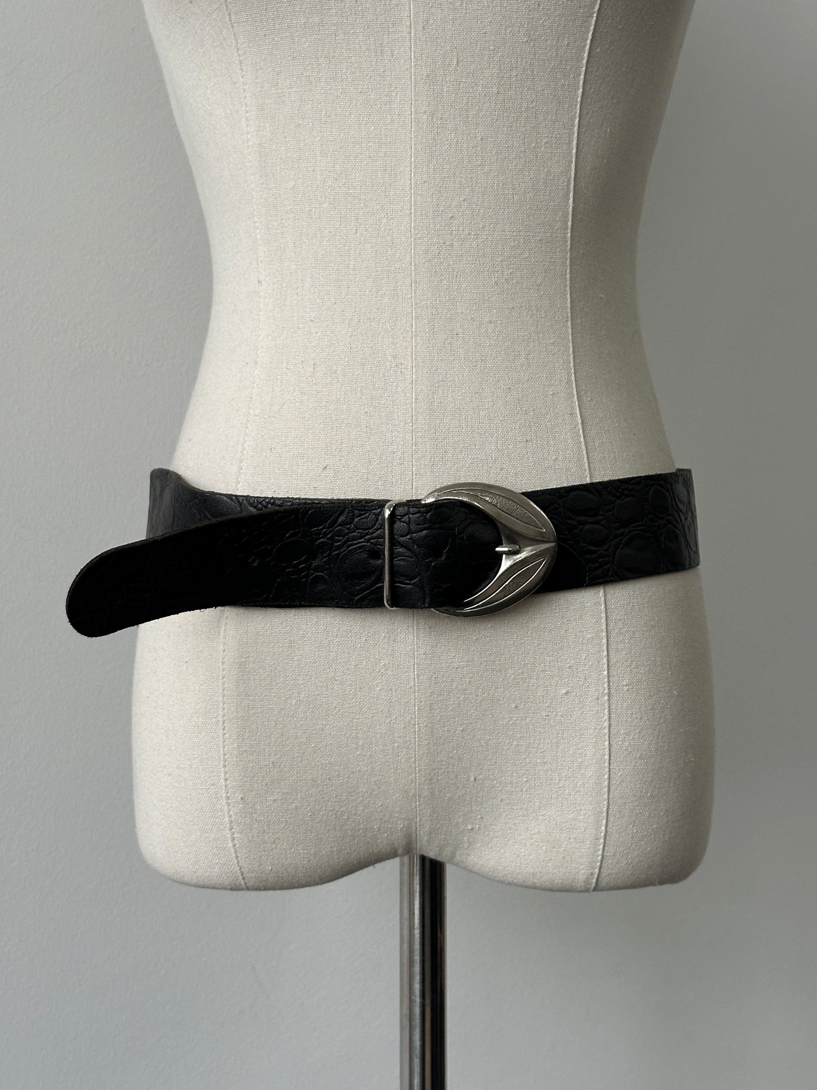 Vintage 1990s Leather Chunky Belt - W30-34