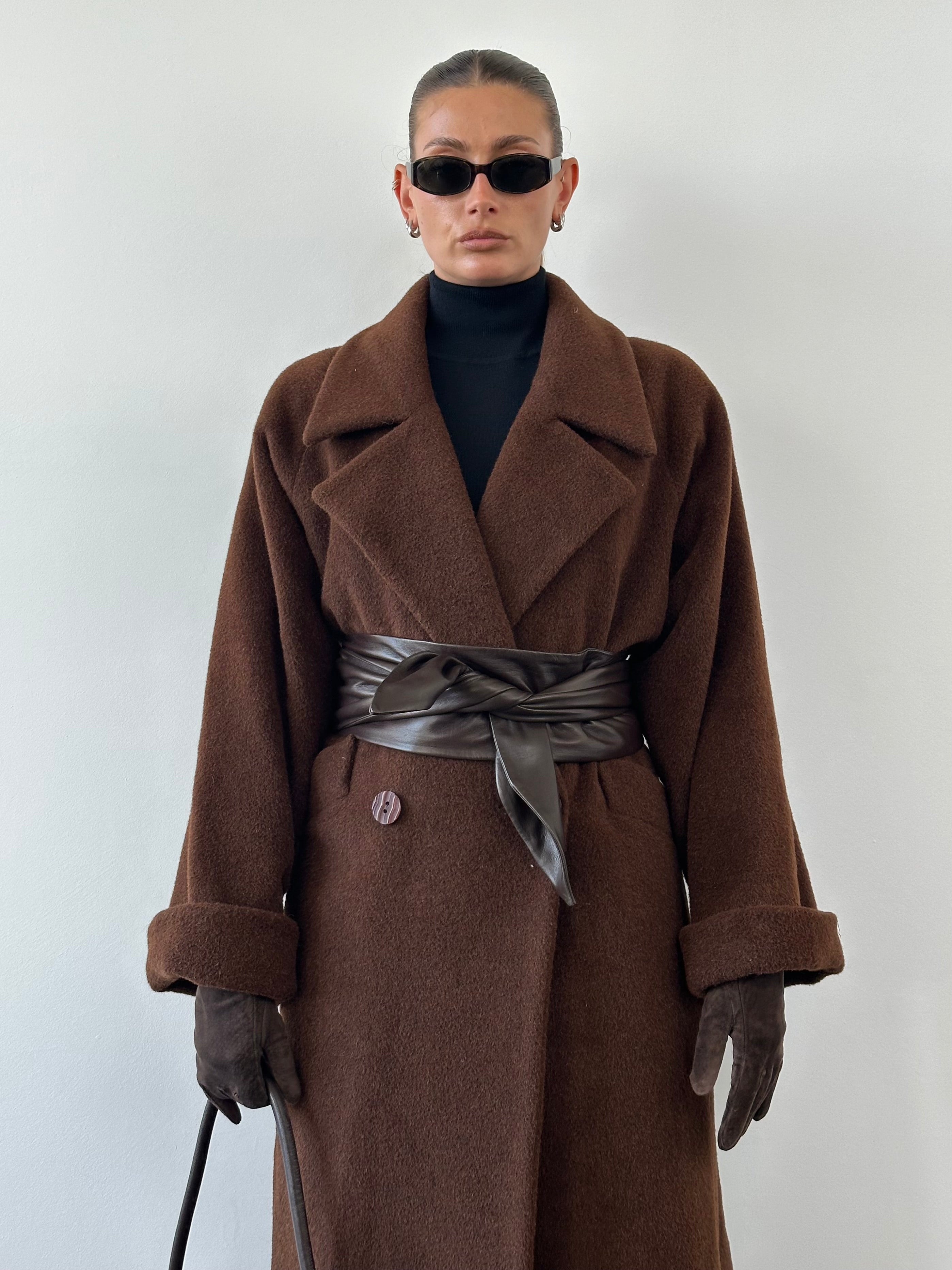 Vintage alpaca wool relaxed fuzzy coat in XL with a cozy, textured appearance and a relaxed fit, ideal for cold weather.