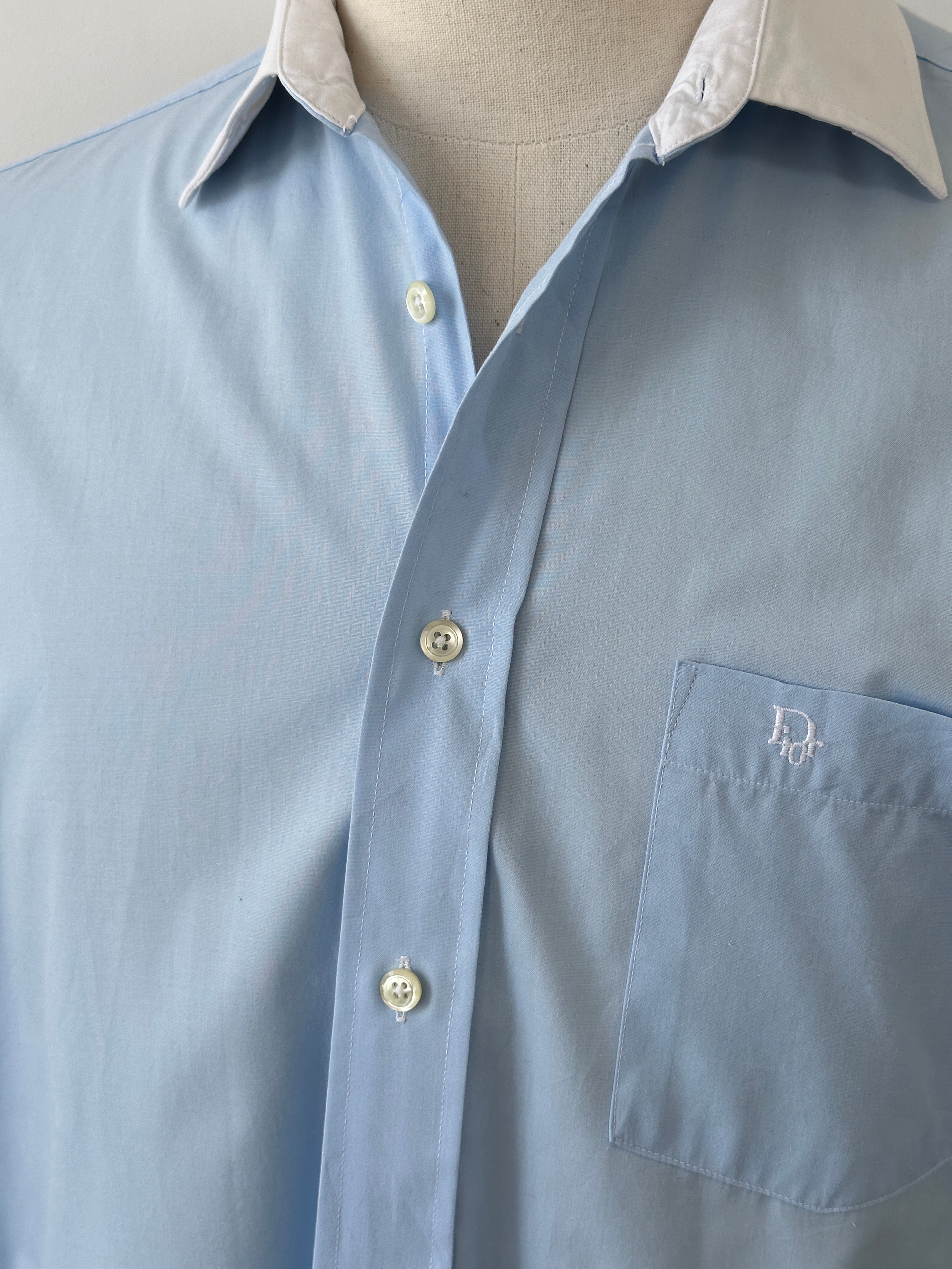 Christian Dior 1990s Contrast Collar Cotton Shirt - XS