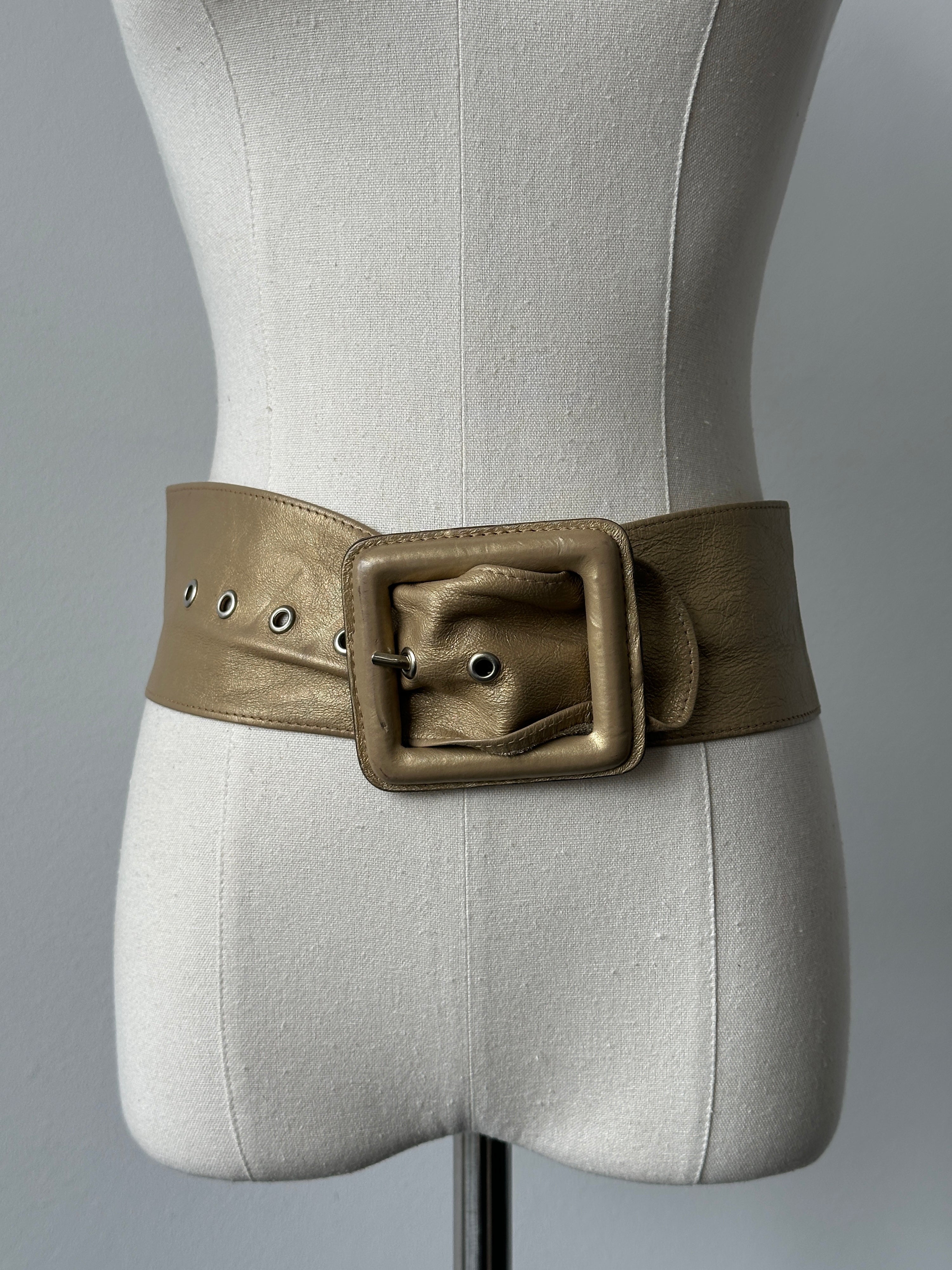 Vintage 1990s Leather Chunky Belt - W25-30