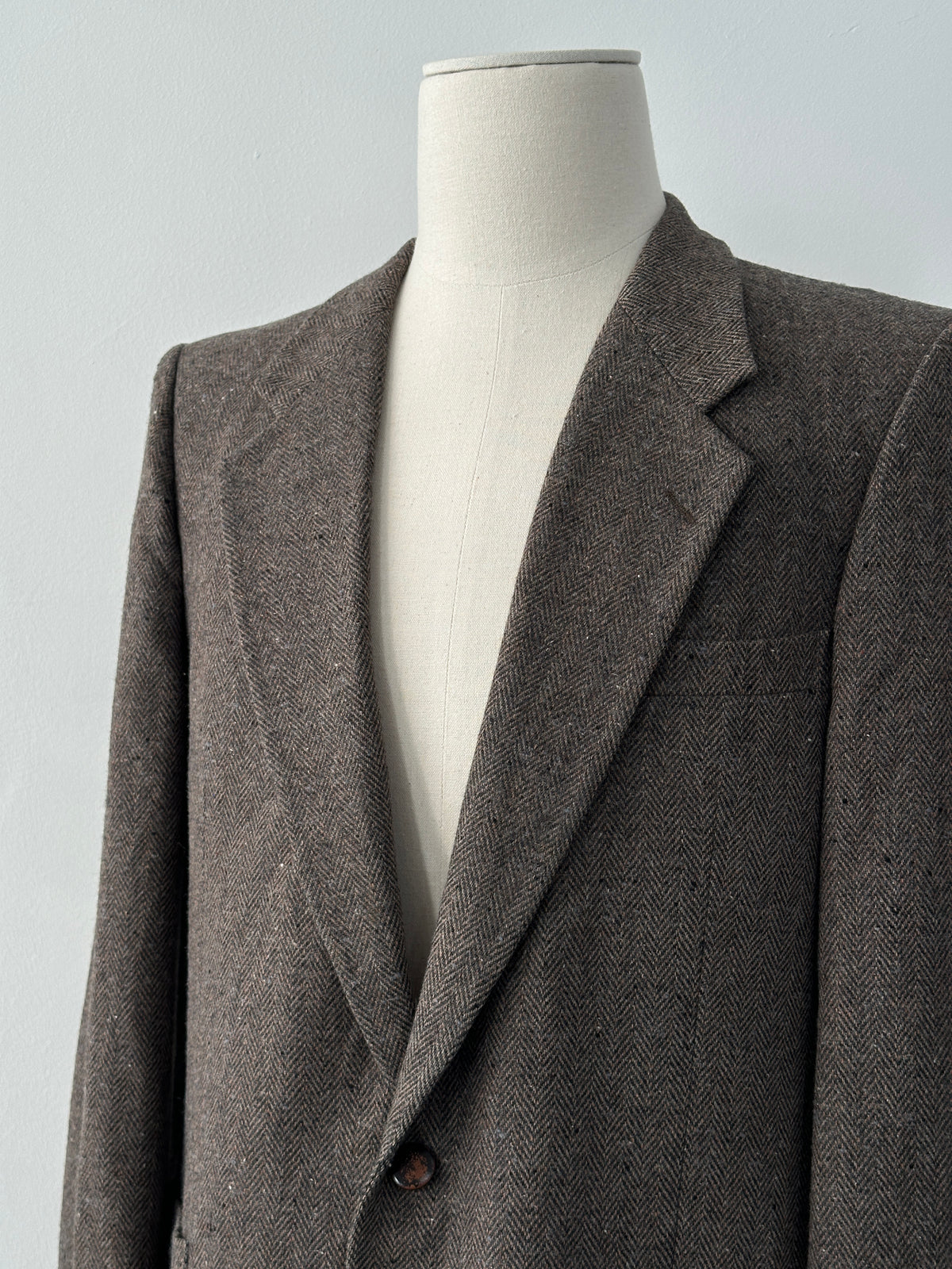 Yves Saint Laurent Menswear 1990s Pure Wool Herringbone Blazer - 42R