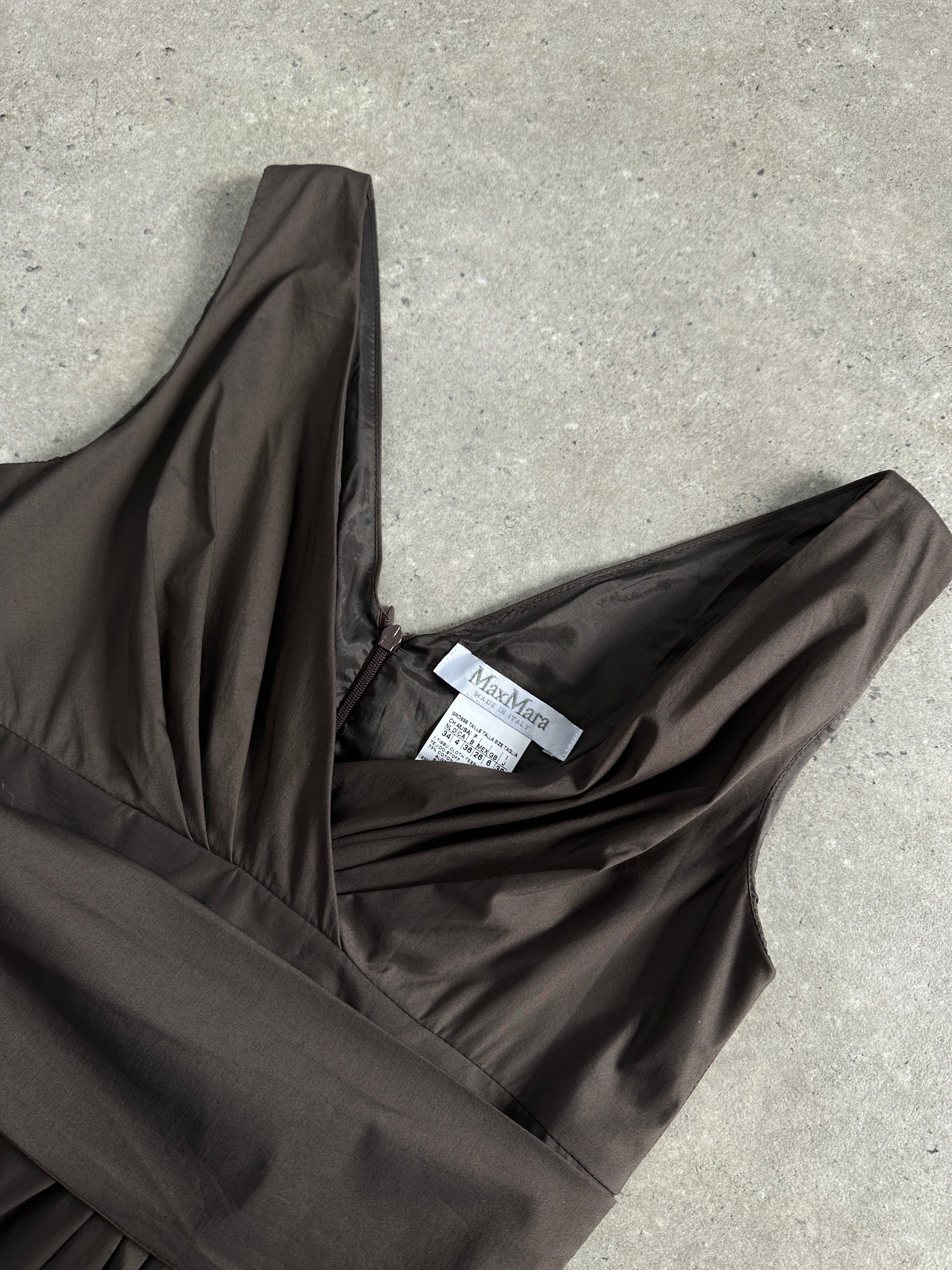 Max Mara Cotton Pleated Wrap Midi Dress - XS - SYLK