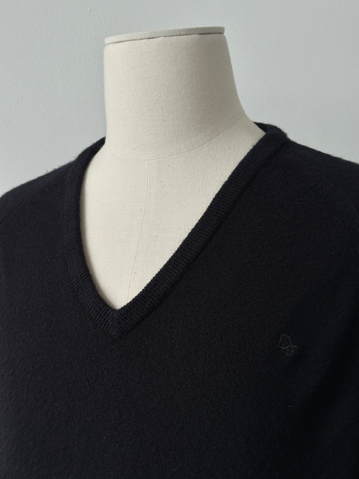 Christian Dior 1990s V Neck Knit Logo Jumper - L