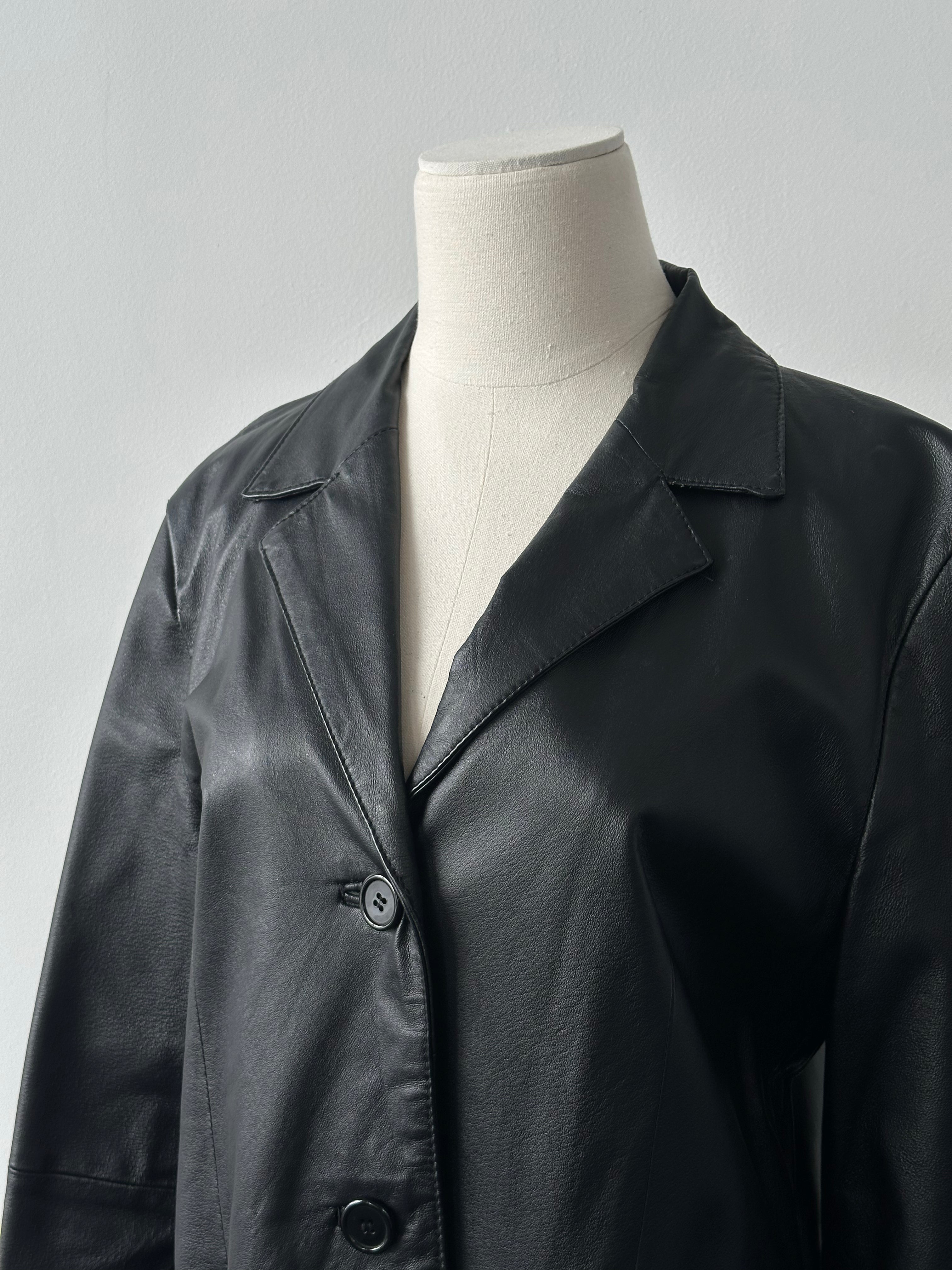 Vintage 2000s Single Breasted Leather Trench Coat - S