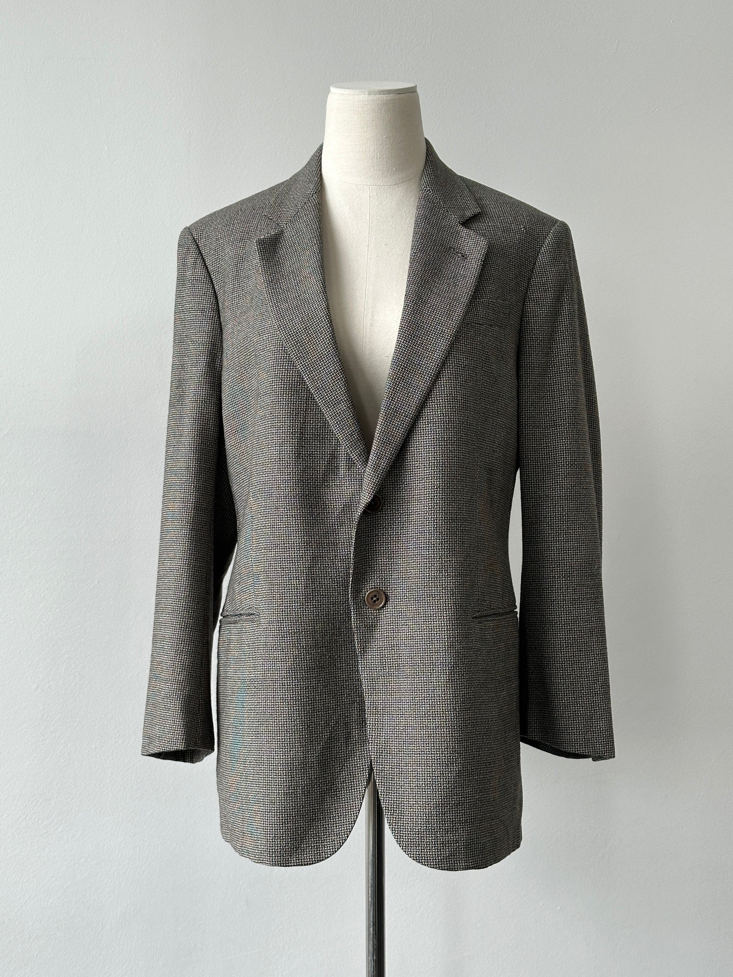Armani Collezioni 1990s Wool Check Single Breasted Blazer - M