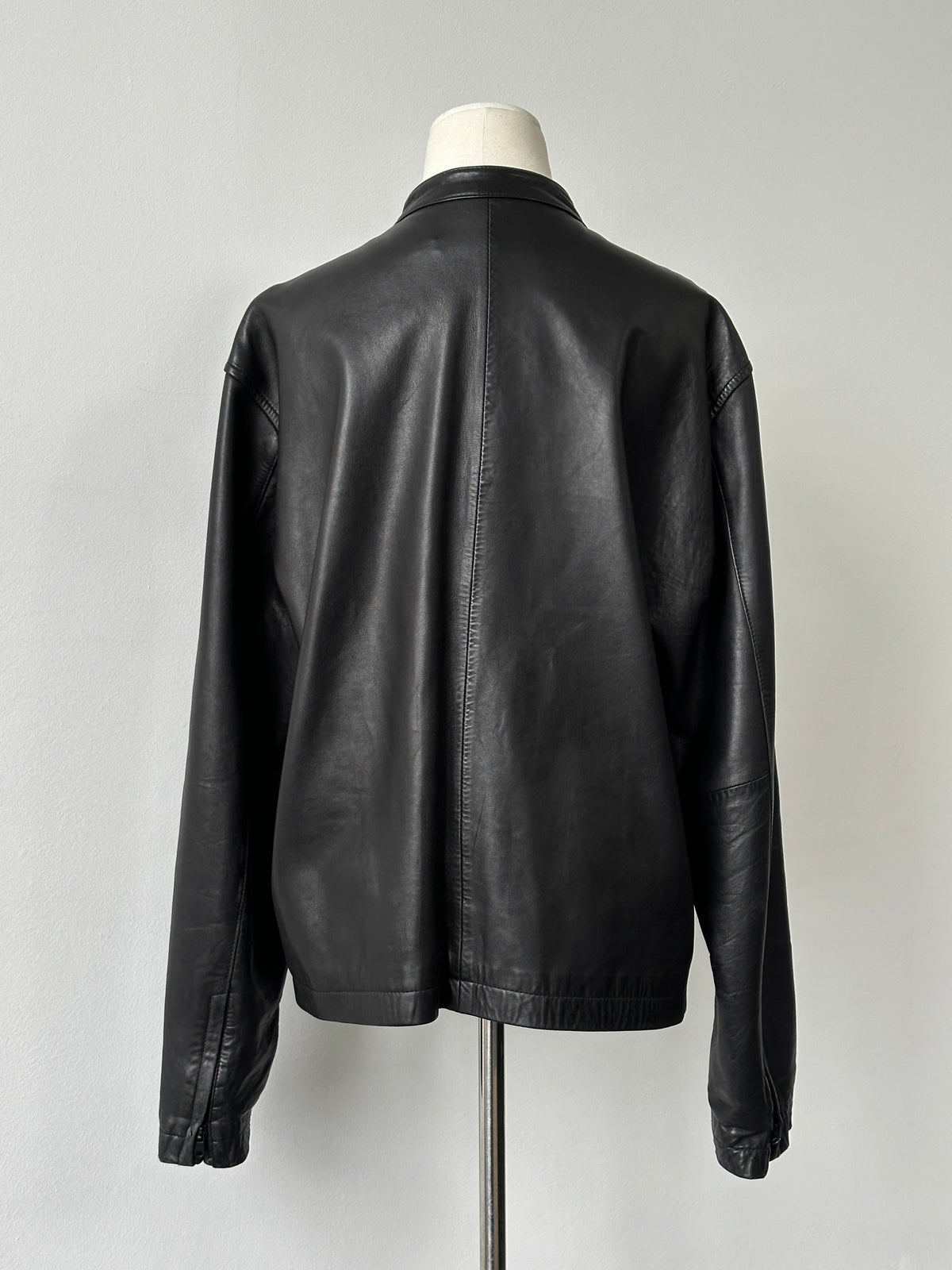 DKNY 1990s Minimal Smooth Leather Jacket - XL