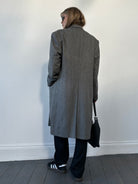 British Vintage Pure Wool Double Breasted Herringbone Coat - L/XL - SYLK