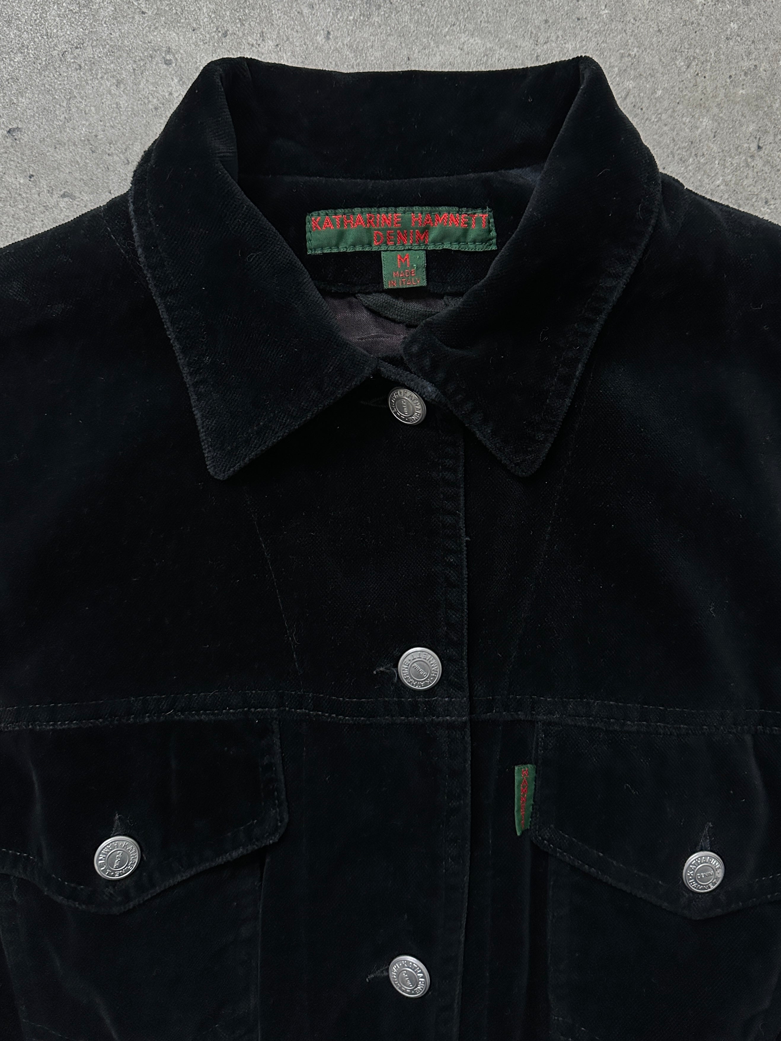 Katharine Hamnett 1990s pure cotton jacket in size S, shown with front view, featuring classic design and clean white fabric.