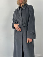 British Vintage Pure Wool Floor Length Belted Coat - L - SYLK