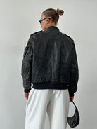 Vintage Distressed Leather Bomber Jacket - M/L - SYLK