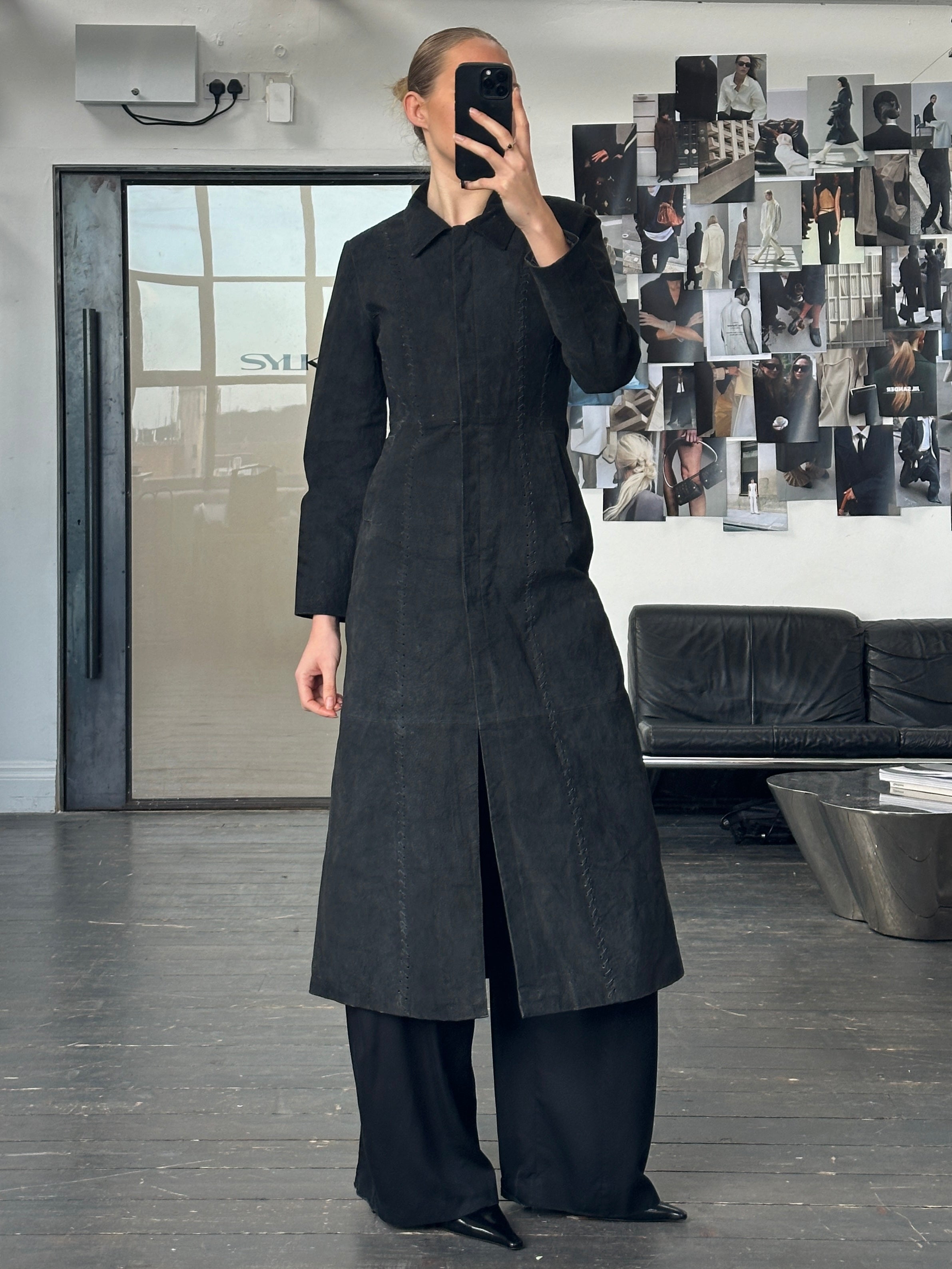 Vintage 1990s Suede Concealed Placket Trench Coat - S - SYLK