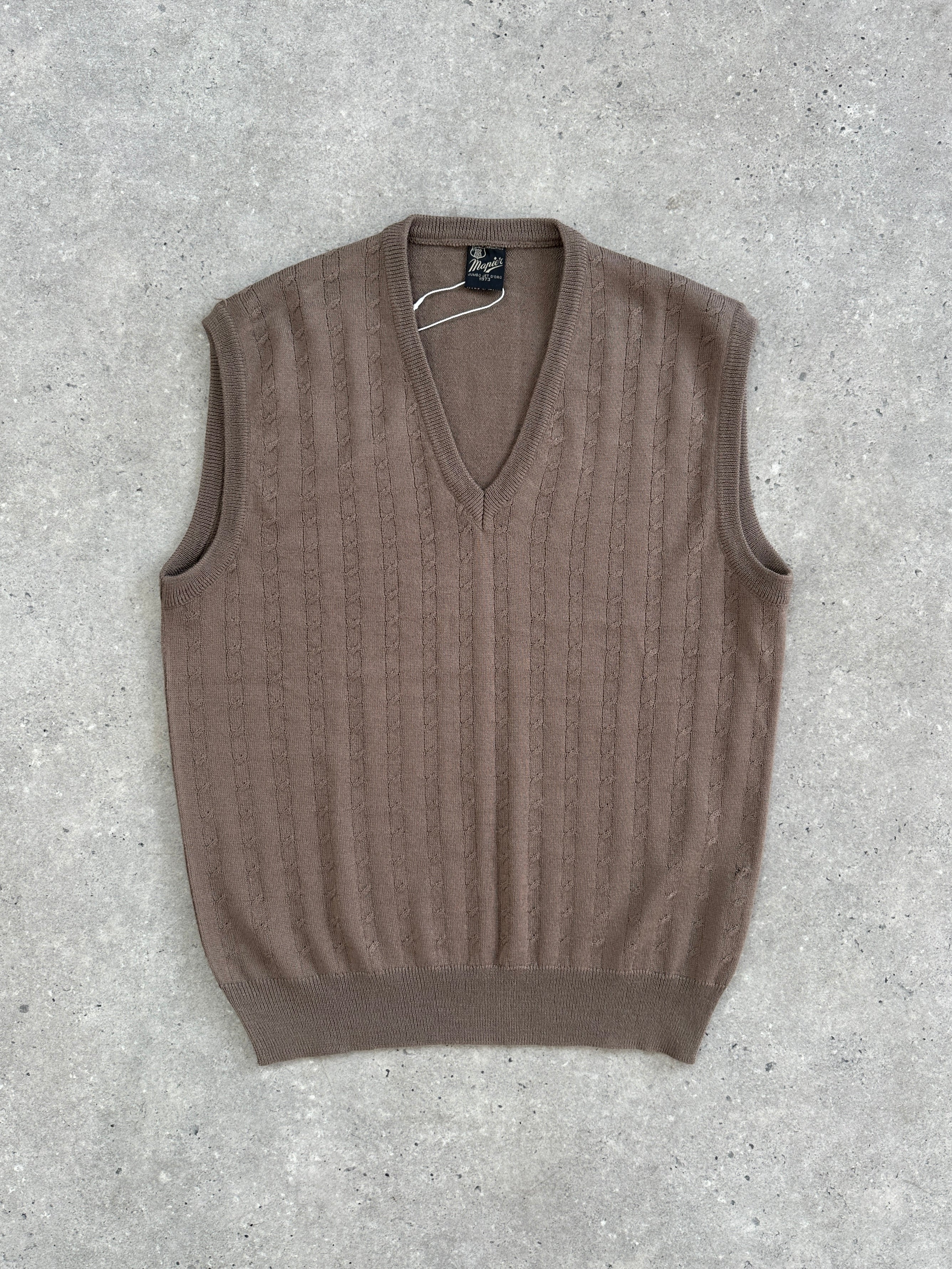 Italian Vintage Wool V Neck Sleeveless Vest Jumper - M - SYLK