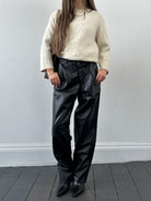 Vintage Leather Straight Leg Trousers - W26 - SYLK