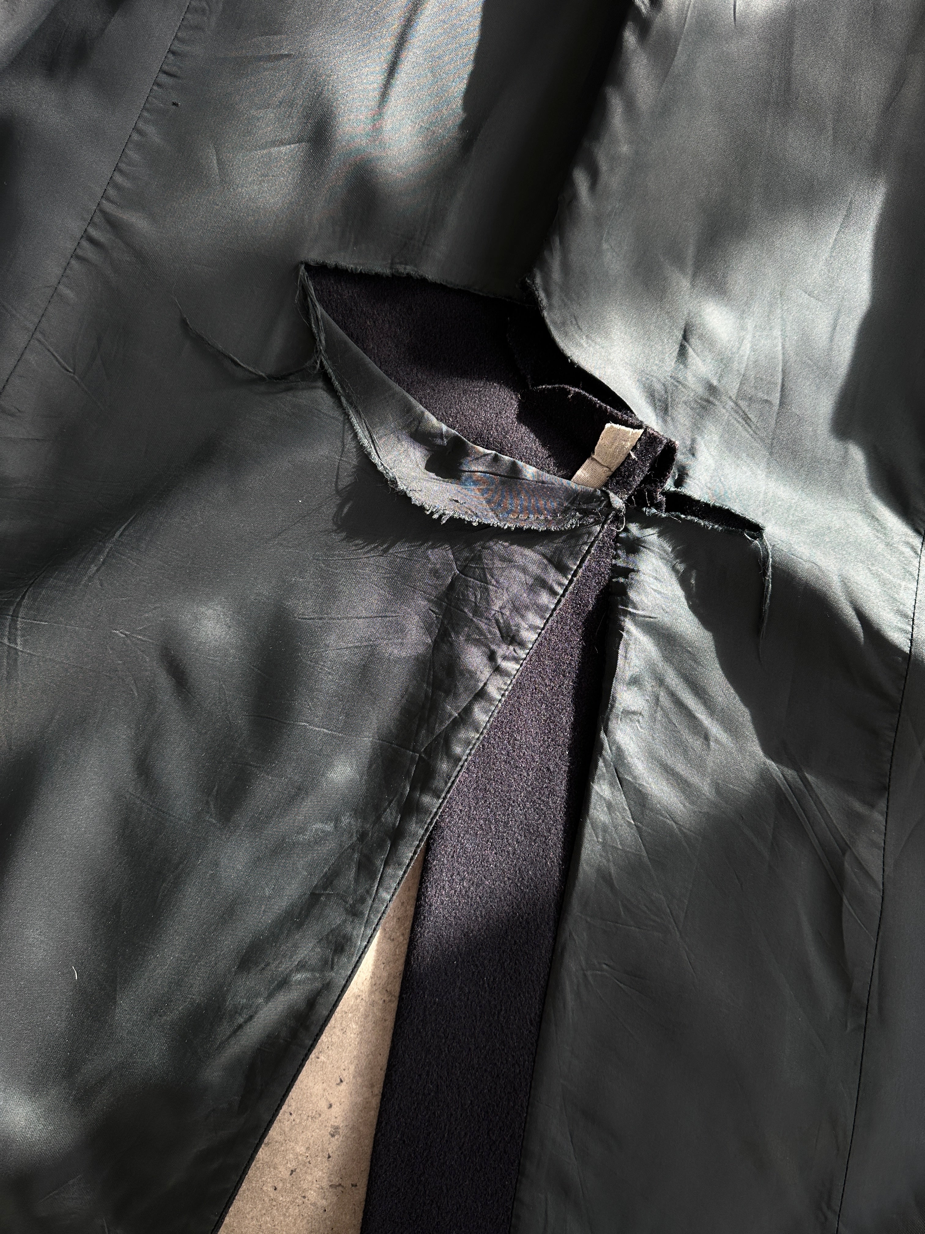 Emporio Armani wool cashmere double-breasted coat in XL/XXL, featuring classic design and tailored fit, displayed on a hanger.