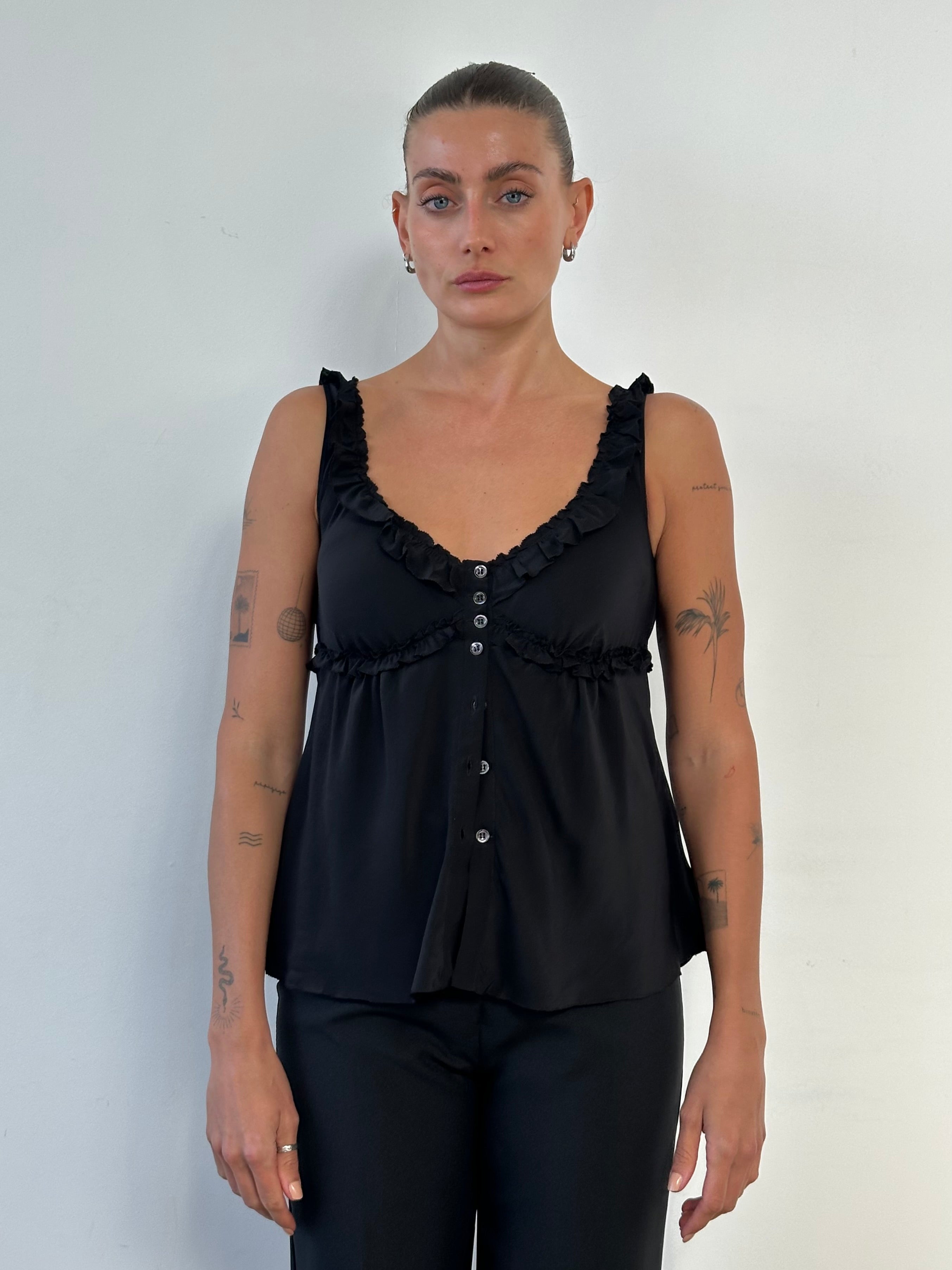 Moschino Pure Silk Frilly Top - S/M - SYLK