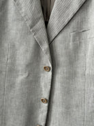 Armani Collezioni Striped Linen Cotton Relaxed Blazer - 42R/XL - SYLK