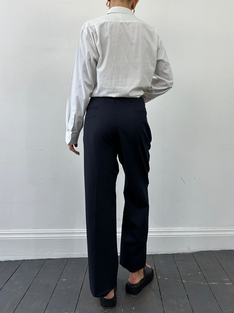 Vintage Pure Wool High Waisted Straight Leg Trousers - W34 - SYLK