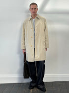 Hugo Boss 2000s cotton trench coat with concealed placket in size L, featuring classic design and tailored fit.