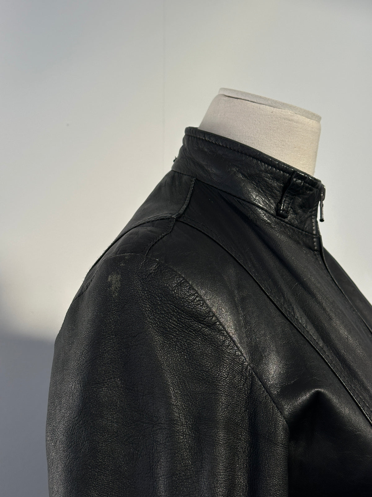 Italian Vintage 1990s Double Zip Belted Leather Jacket - XS