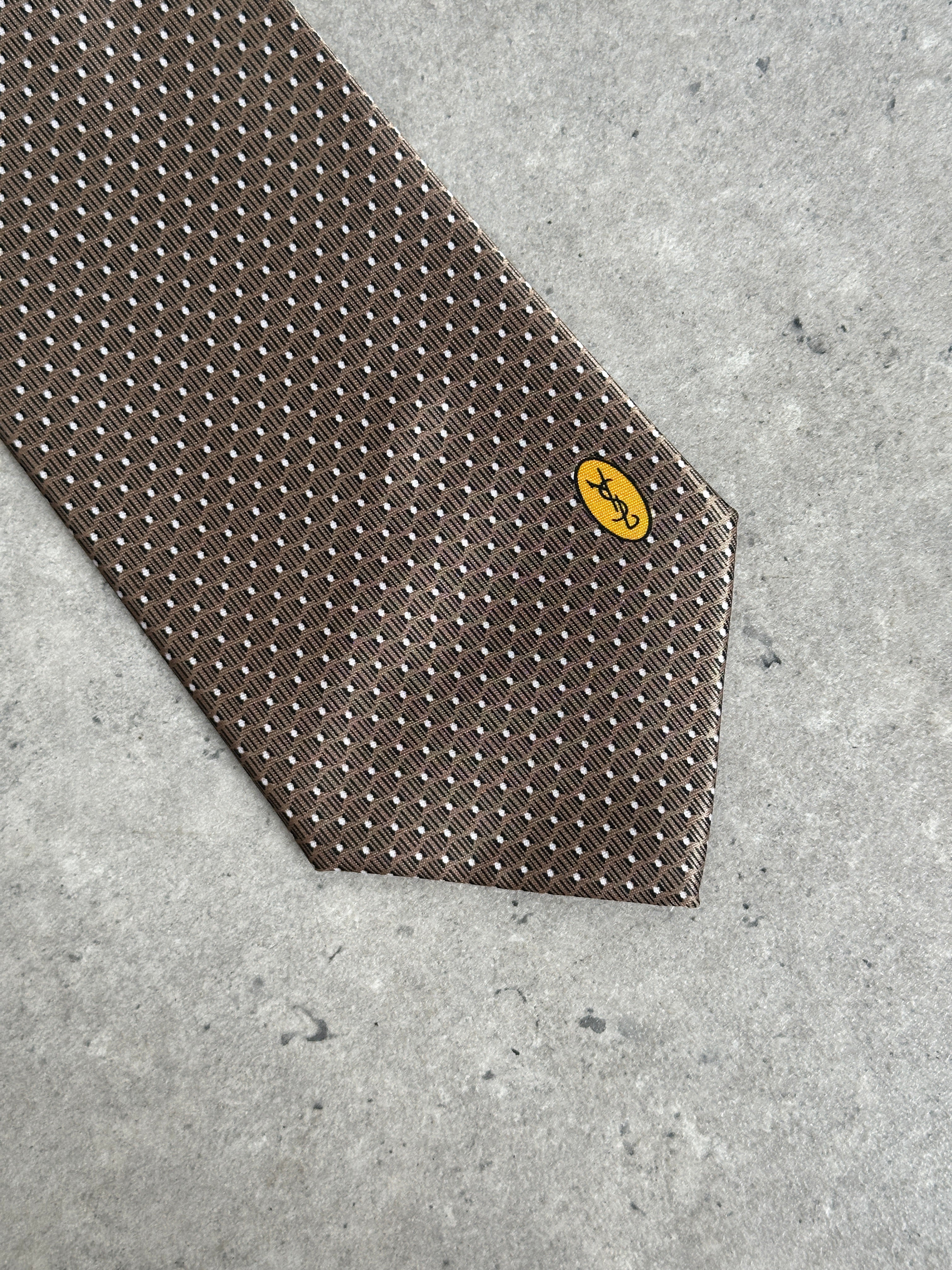Yves Saint Laurent 1990s Pure Silk Logo Print Tie