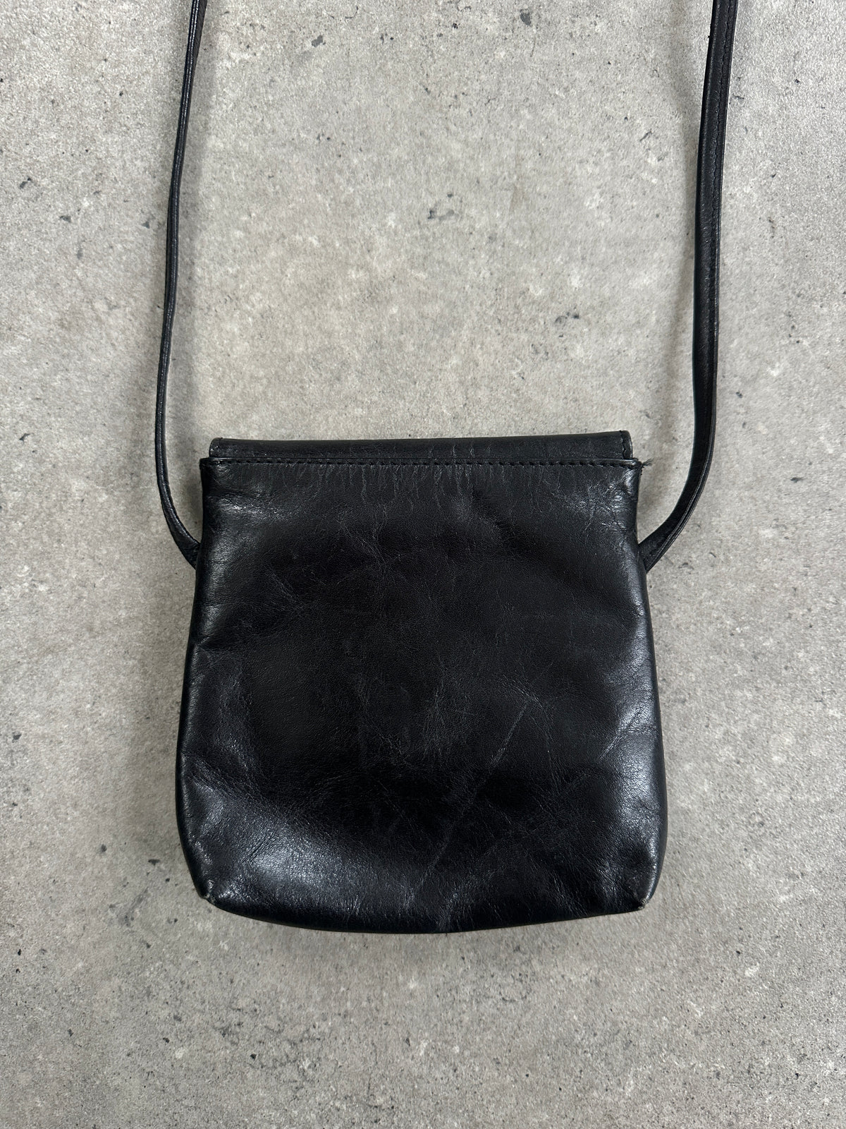 Vintage 1990s Leather Minimal Crossbody Bag Single Button Bag