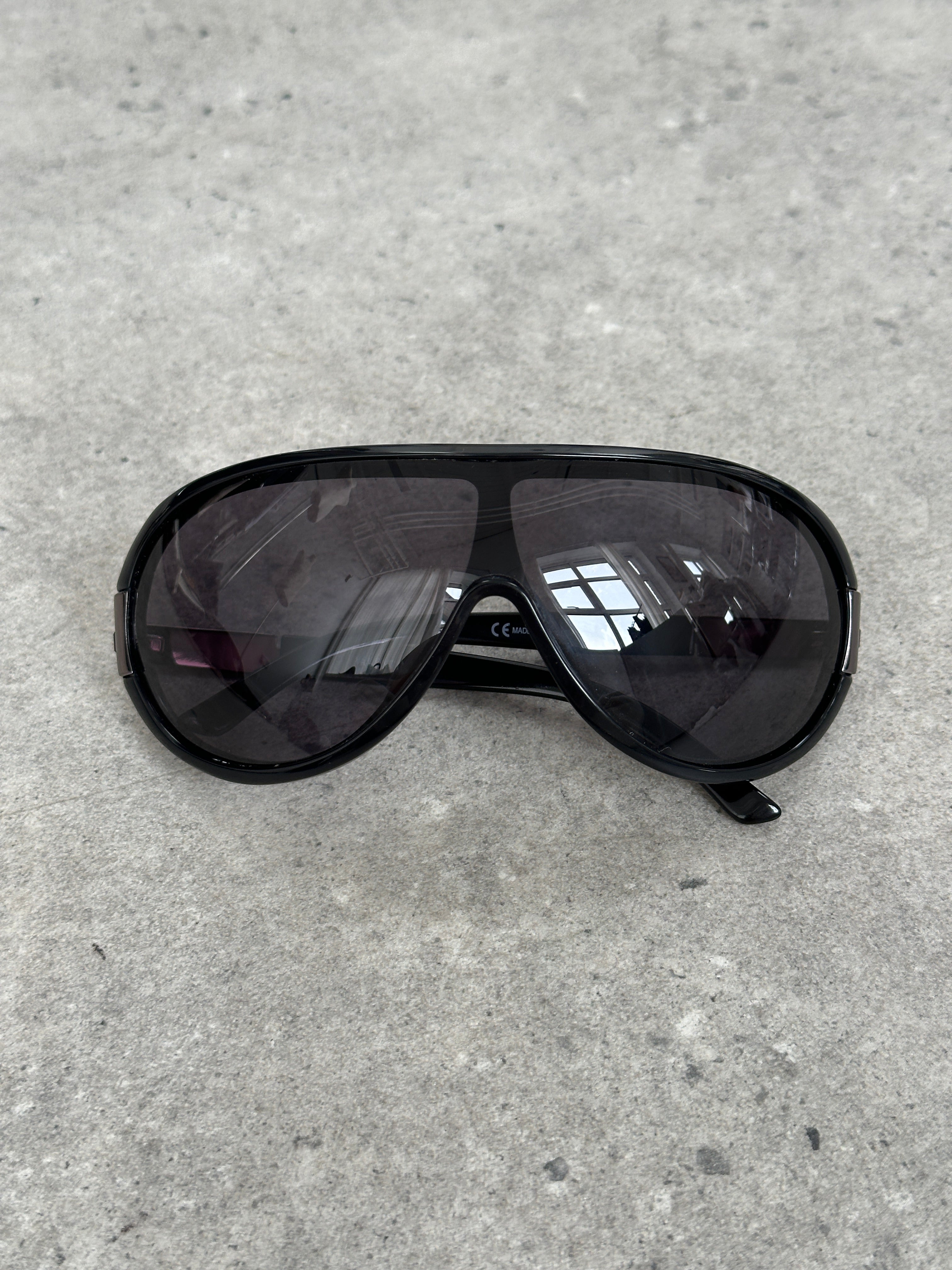 Valentino 2000s Crystal Bar Shield Logo Sunglasses