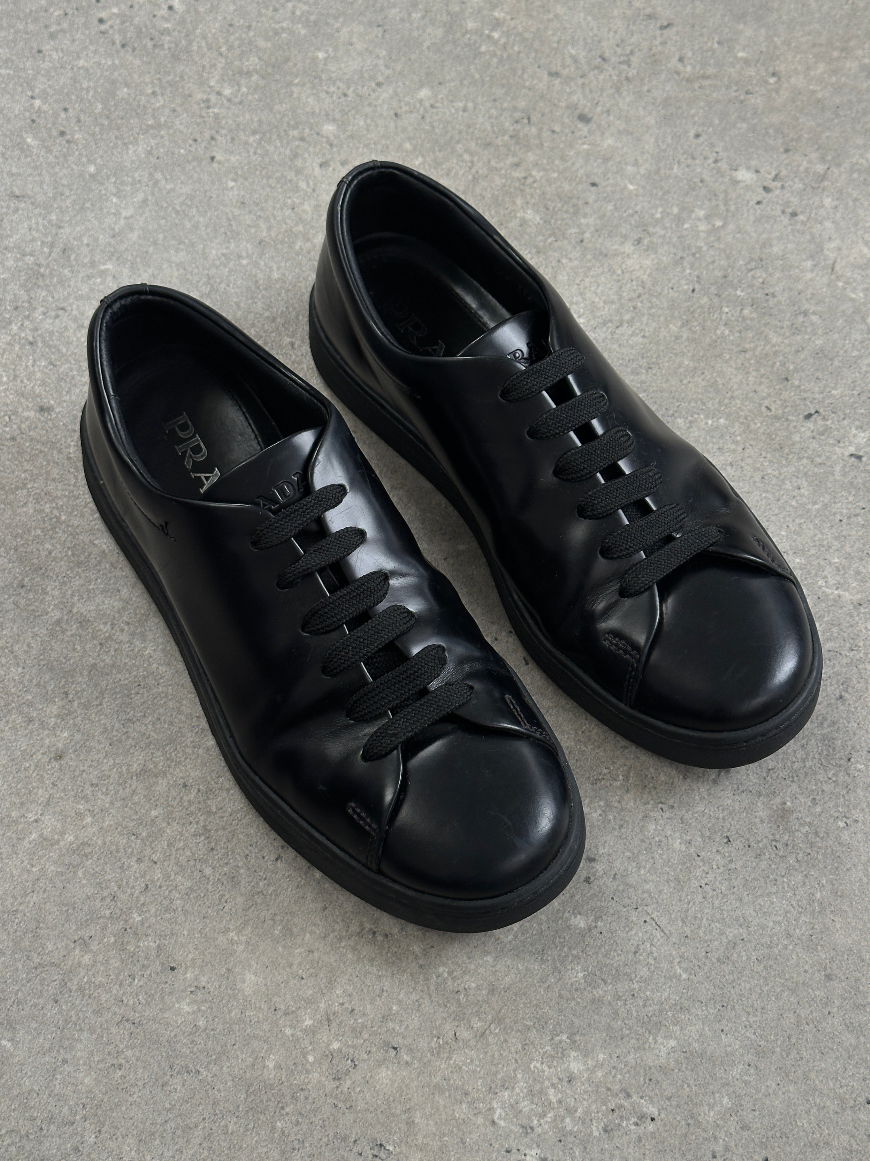 Prada Sport 2000s Leather Minimal Lace Up Trainers - UK 5.5