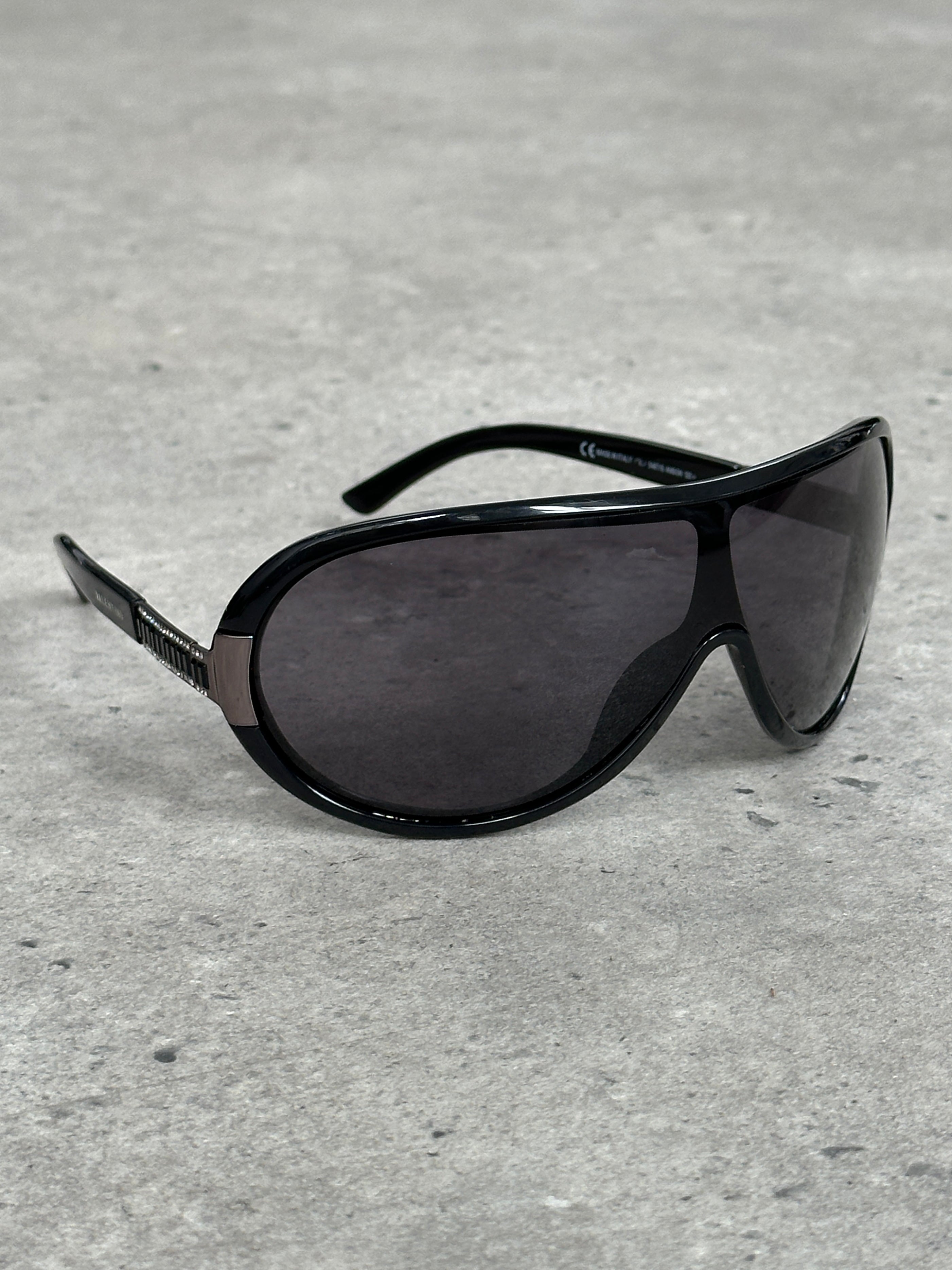 Valentino 2000s Crystal Bar Shield Logo Sunglasses