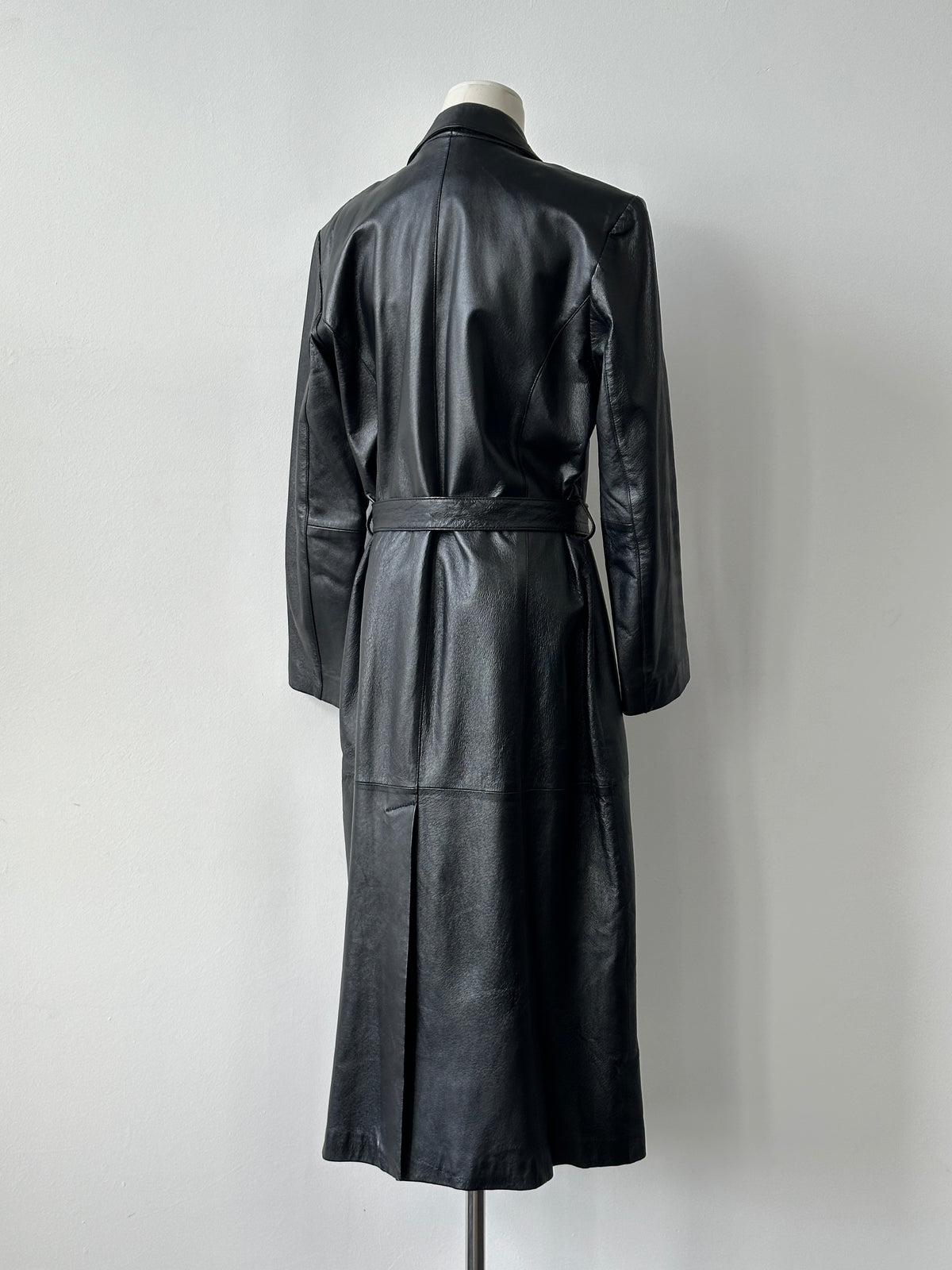 Vintage 1990s Belted Leather Trench Coat - M