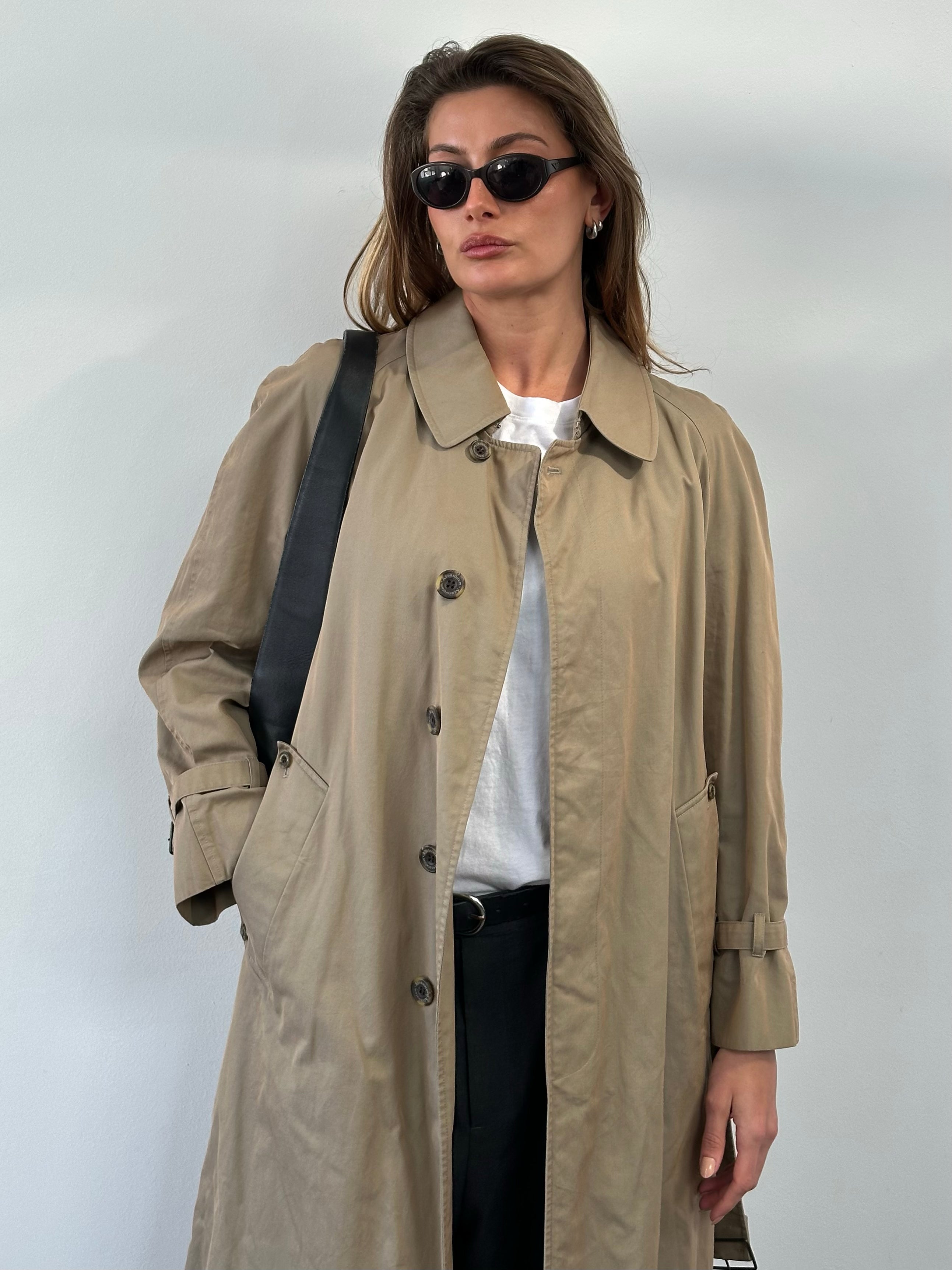 Aquascutum 1990s Pure Cotton Belted Trench - S