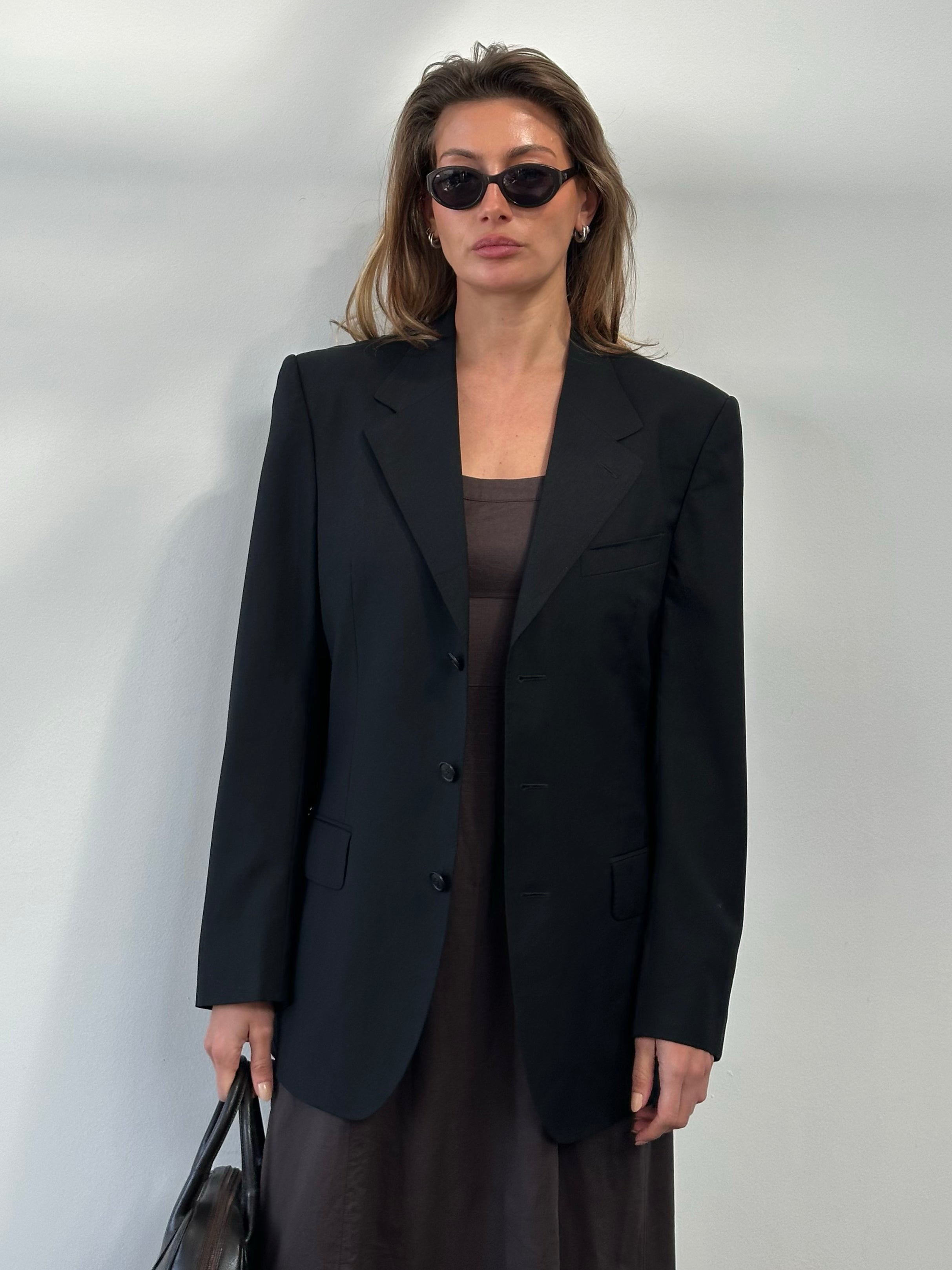 Yves Saint Laurent Rive Gauche 1990s Wool High Neck Blazer - S