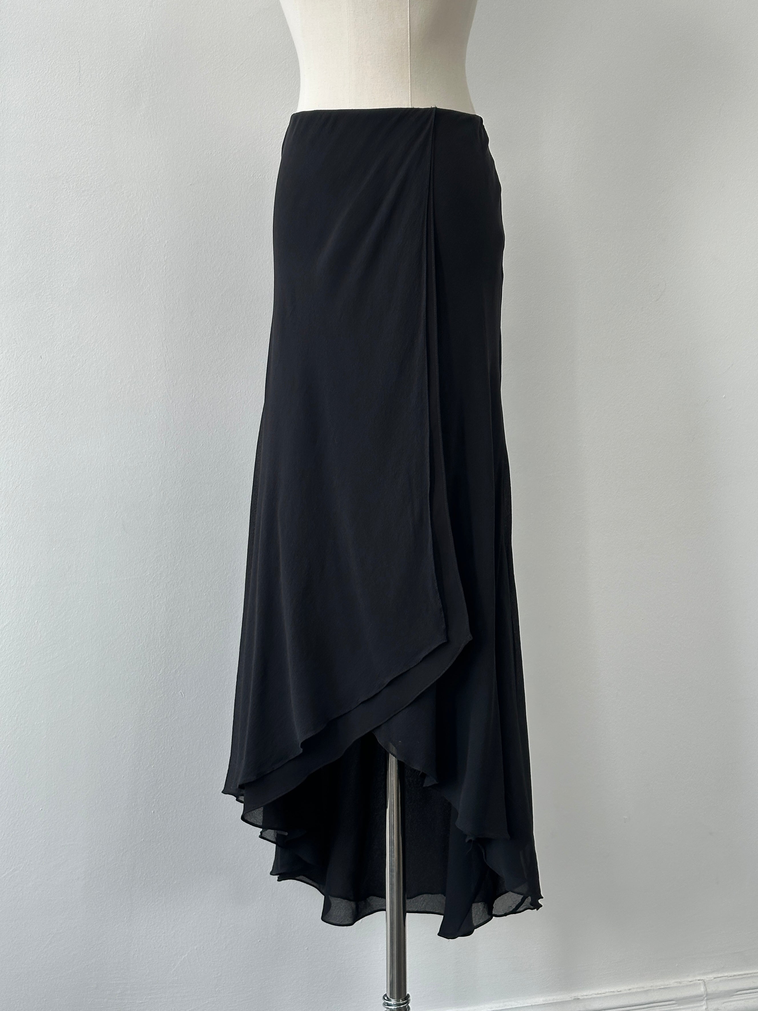 Ralph Lauren 2000s Pure Silk Wrap Maxi Skirt - W32
