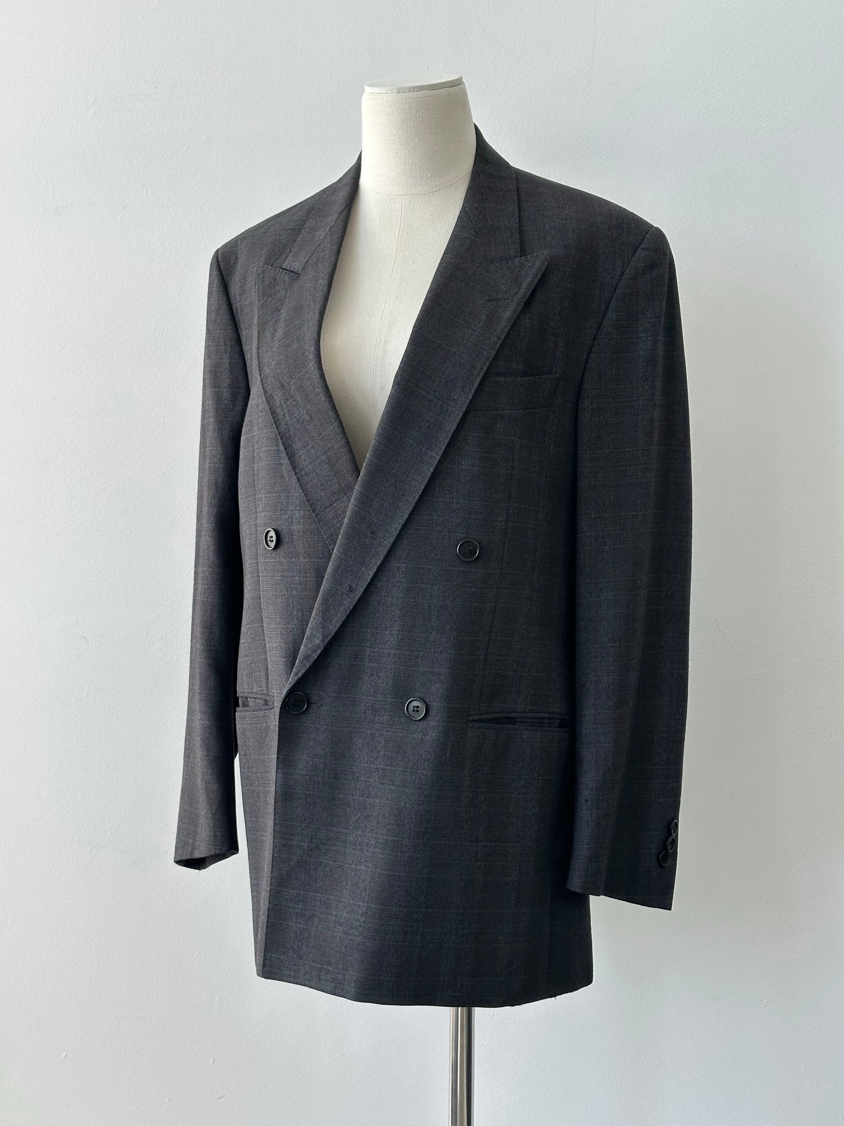 Christian Dior Monsieur 1990s Check Pure Wool Double Breasted Blazer - L