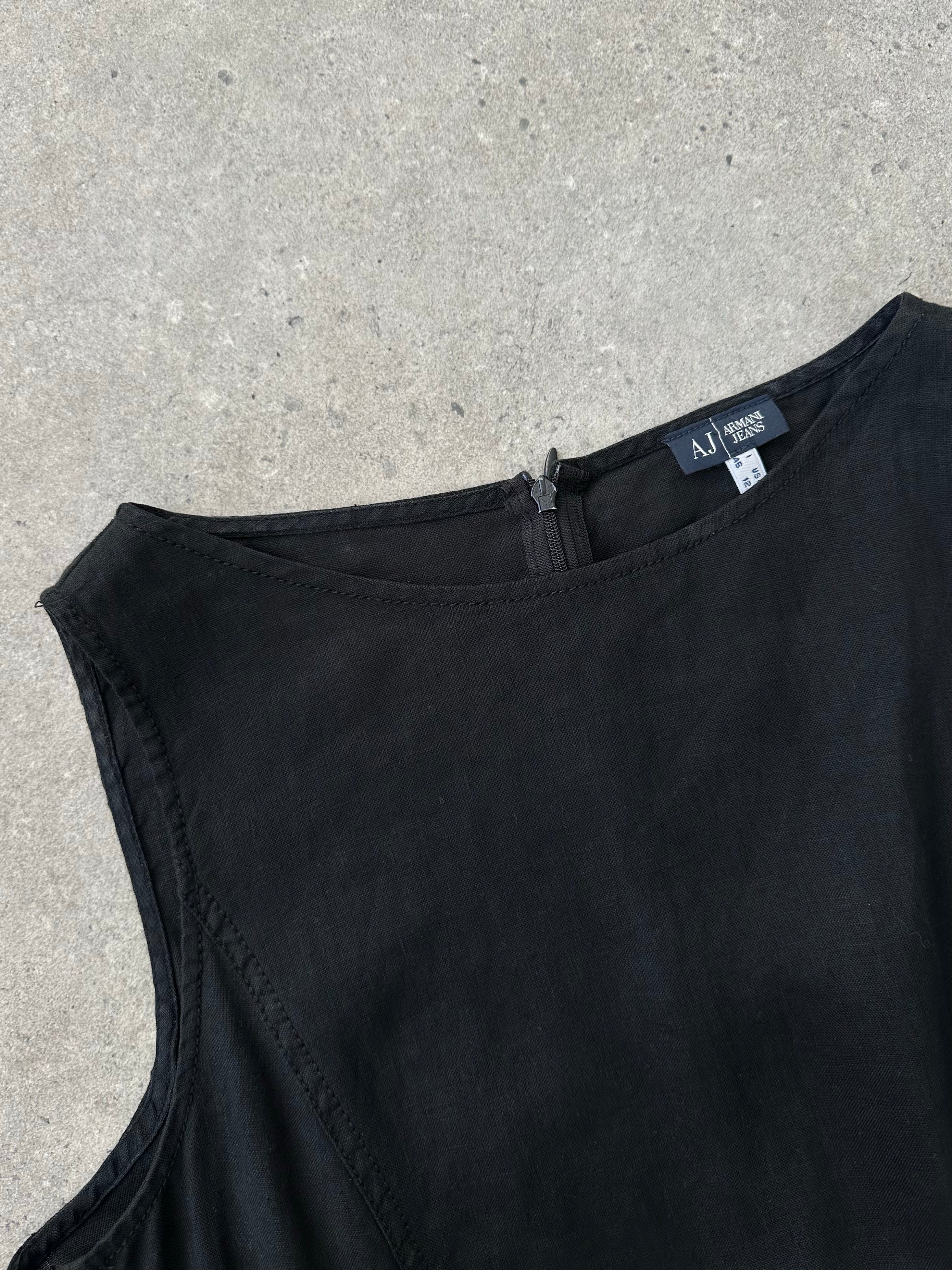 Armani Jeans 1990s Pure Linen Sleeveless Dress - M