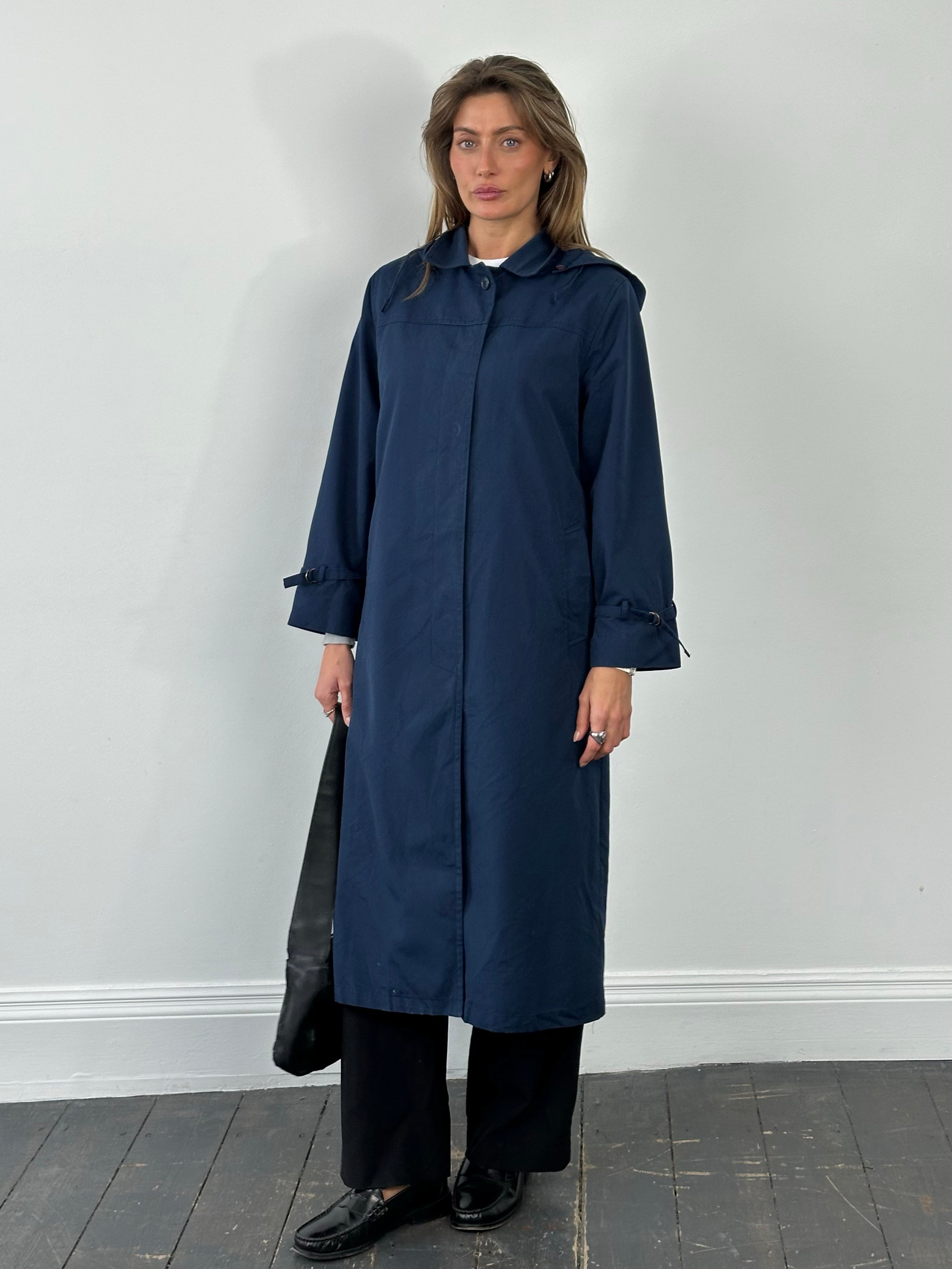 London Fog 1990s Concealed Placket Hooded Trench Trench - S