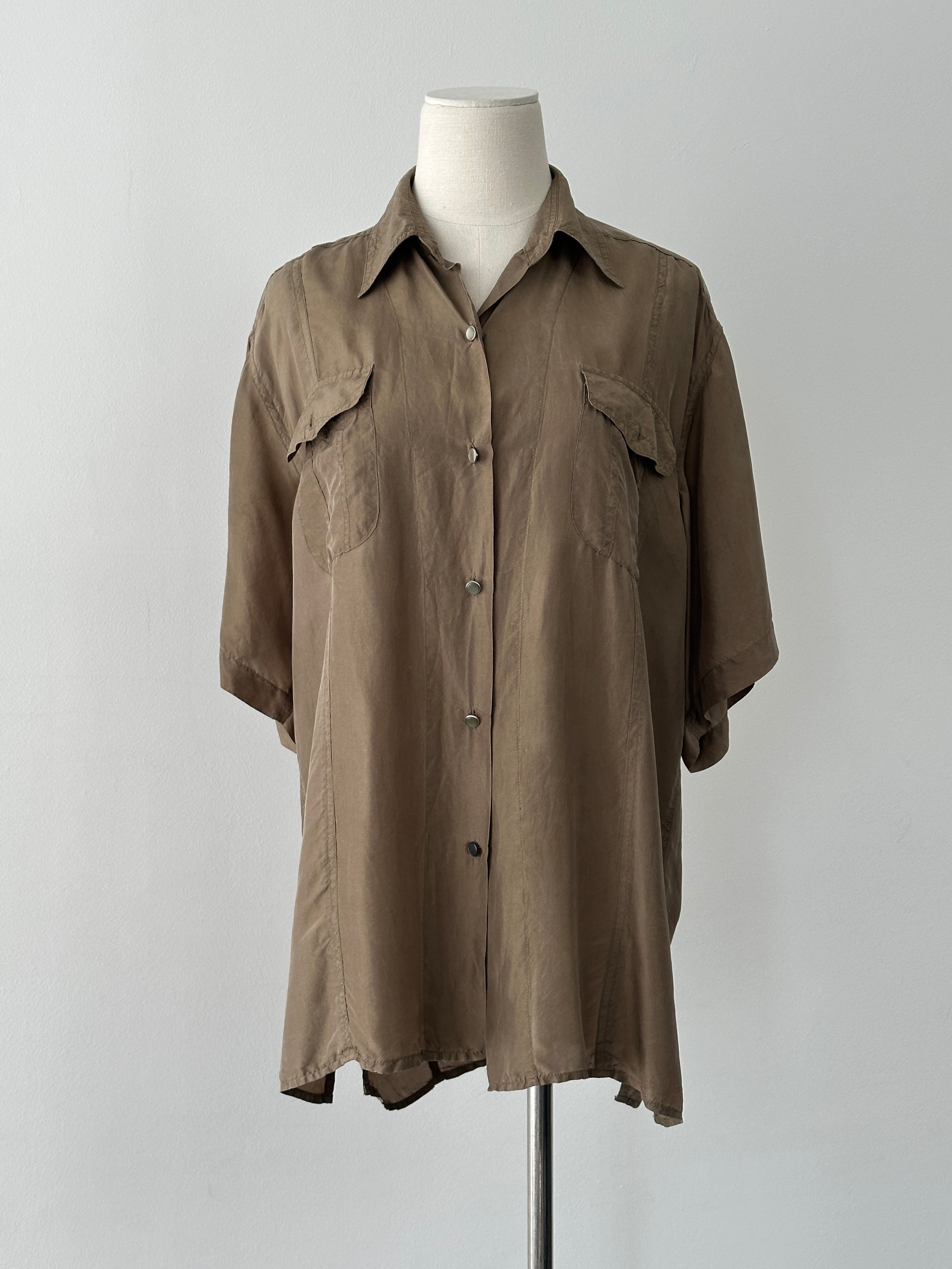 Vintage 1990s Pure Silk Short Sleeve Shirt - XL