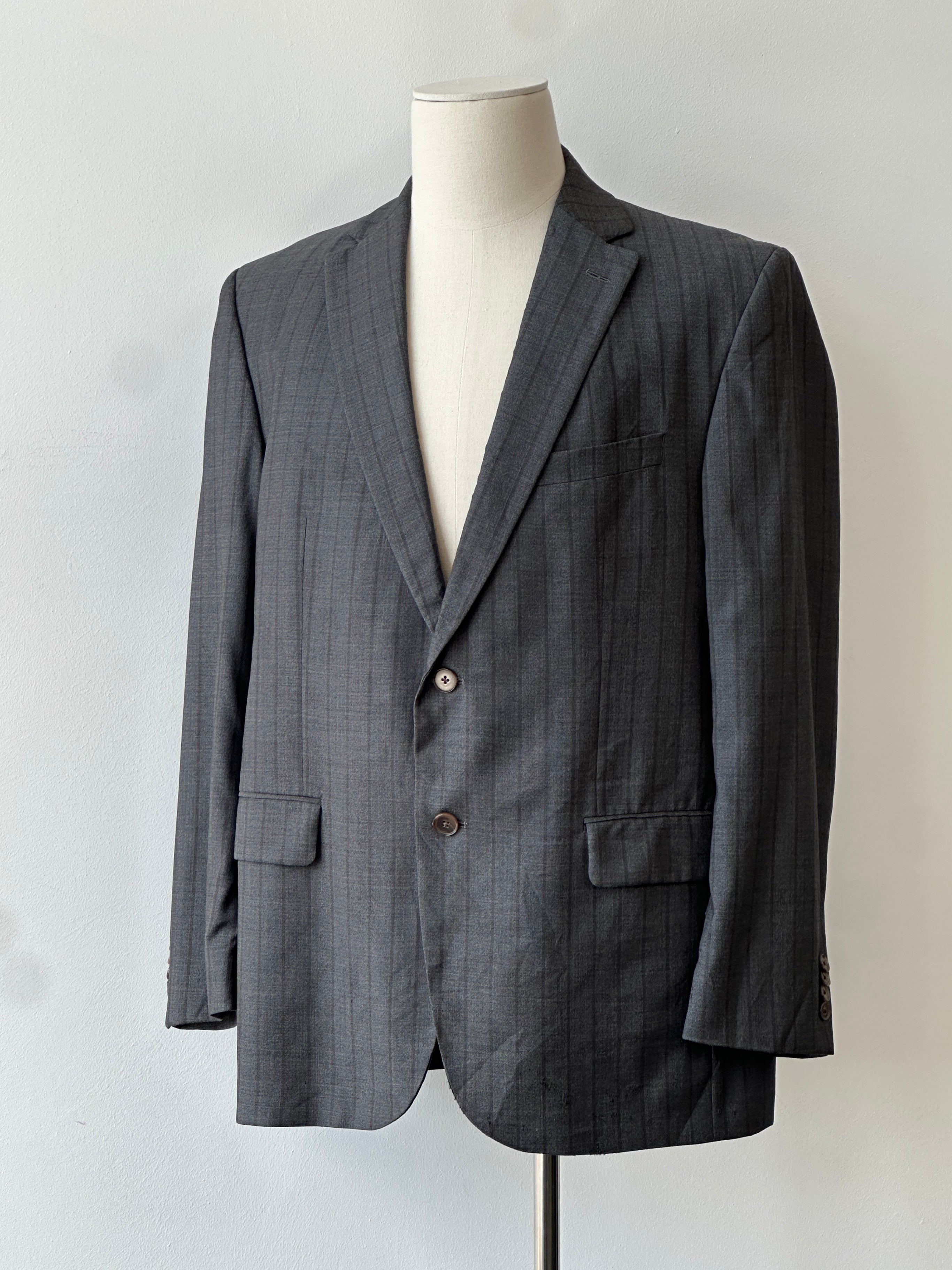 Loro Piana x Barnys 1990s Pure Wool Striped Single Breasted Blazer - 44R