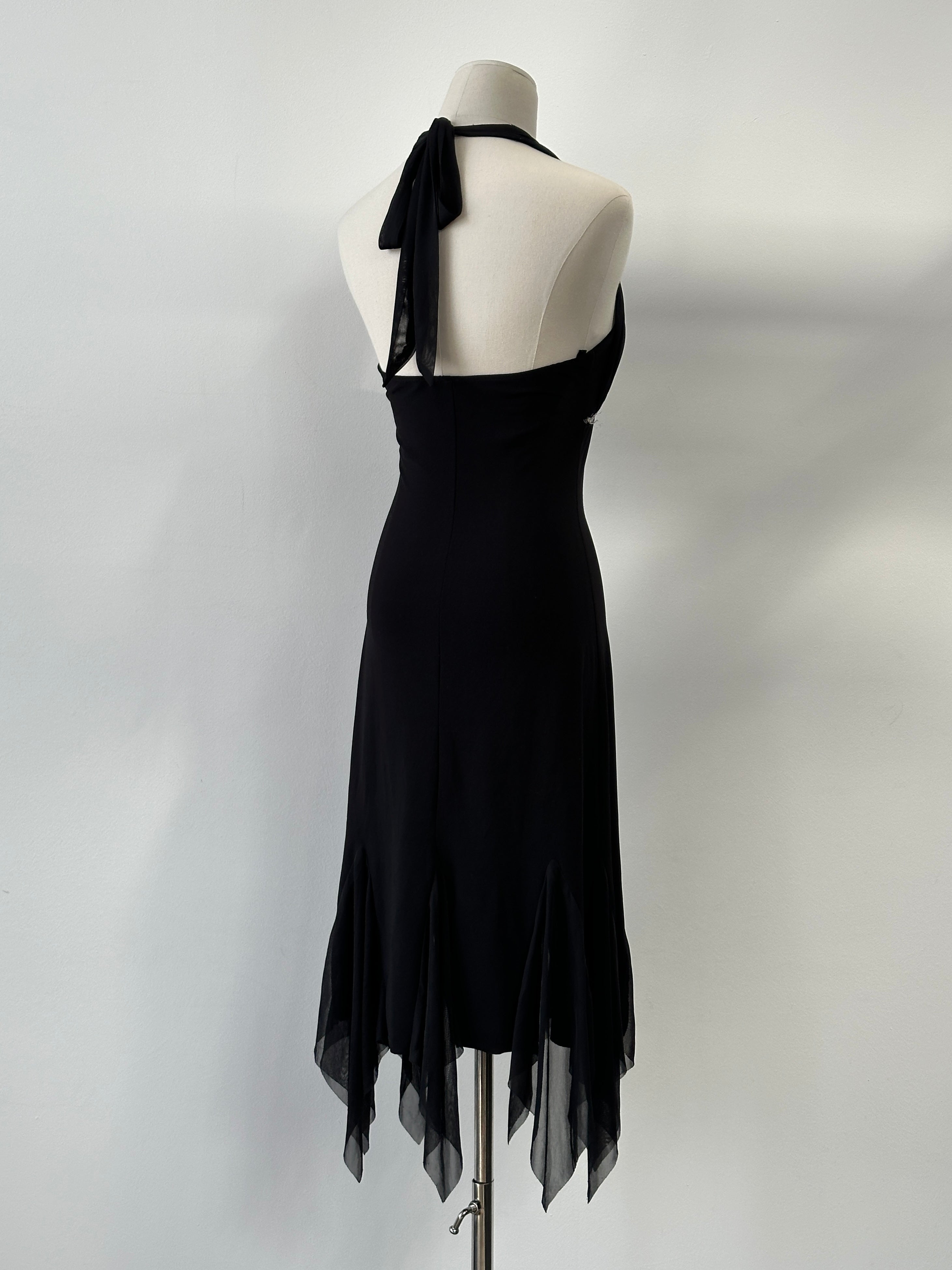 Vintage 2000s Halterneck Handkercheif Midi Dress - M