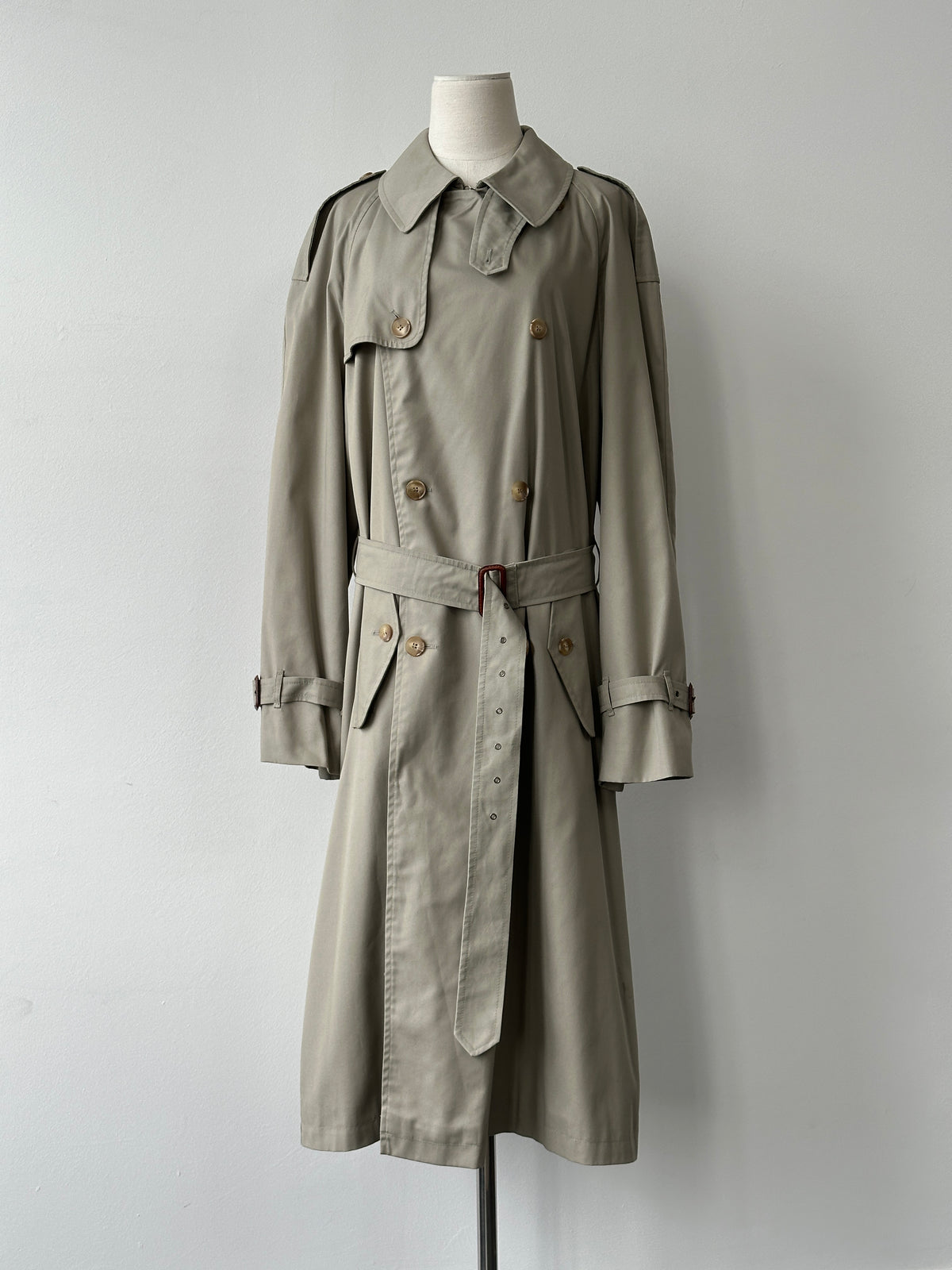 Italian Vintage 1990s High Neck Belted Trench Coat - XL