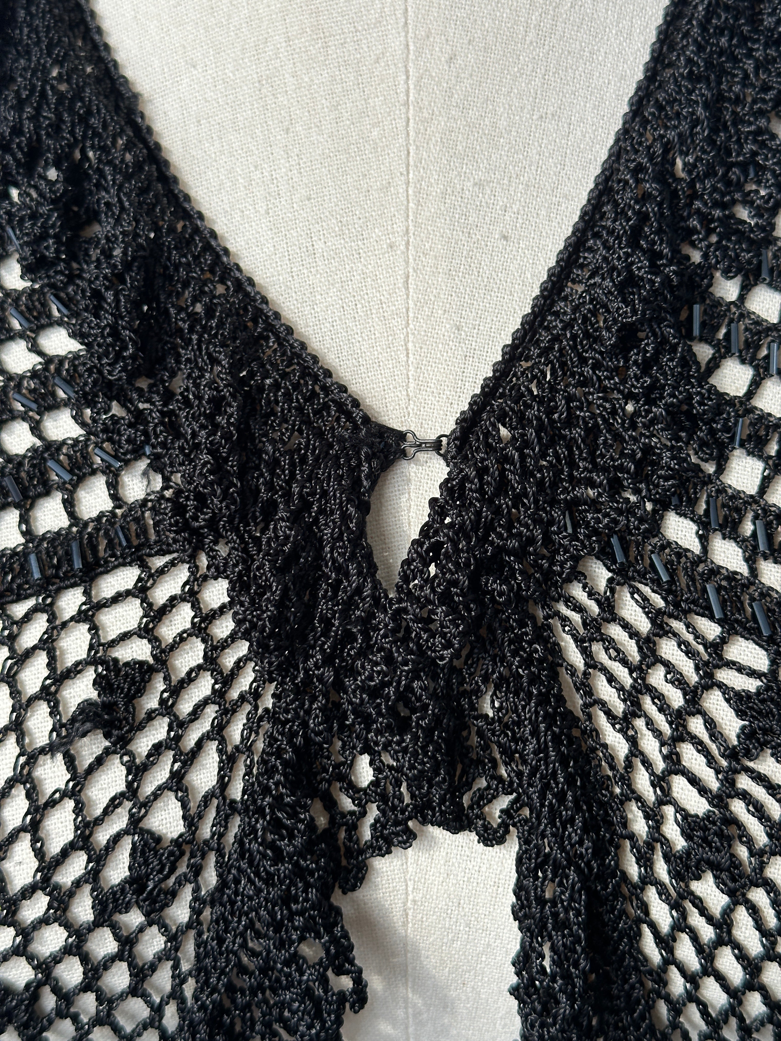 Vintage 2000s Open Knit Beaded Cardigan - XS-S
