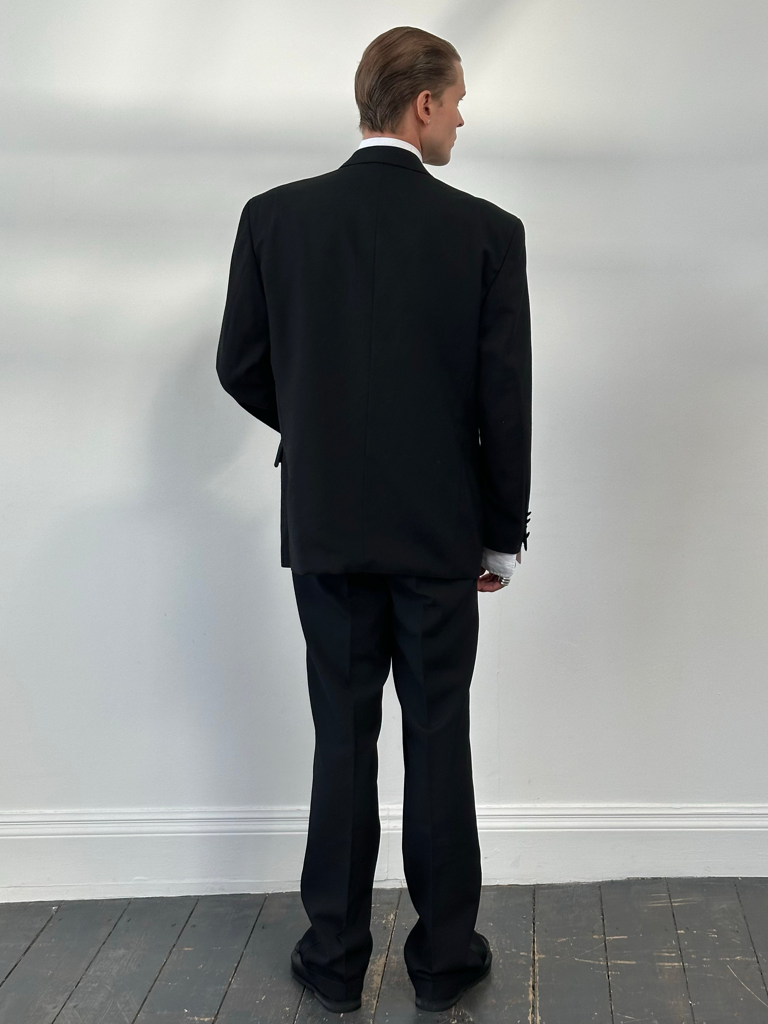 Vintage 1990s Wool Double Breasted Tuxedo Suit - 44R/W32