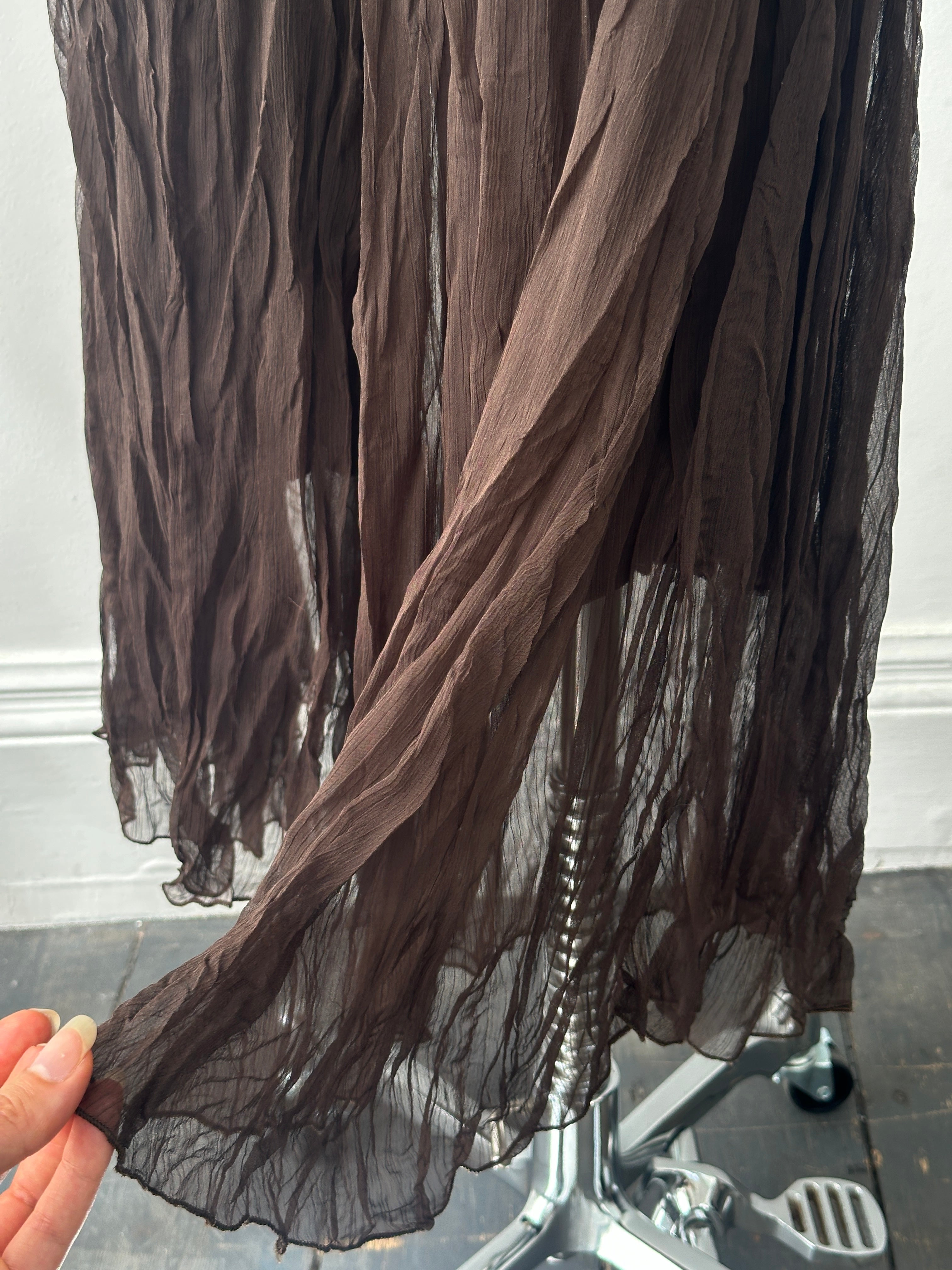 French Vintage 1990s Crinkle Flared Trousers - W28