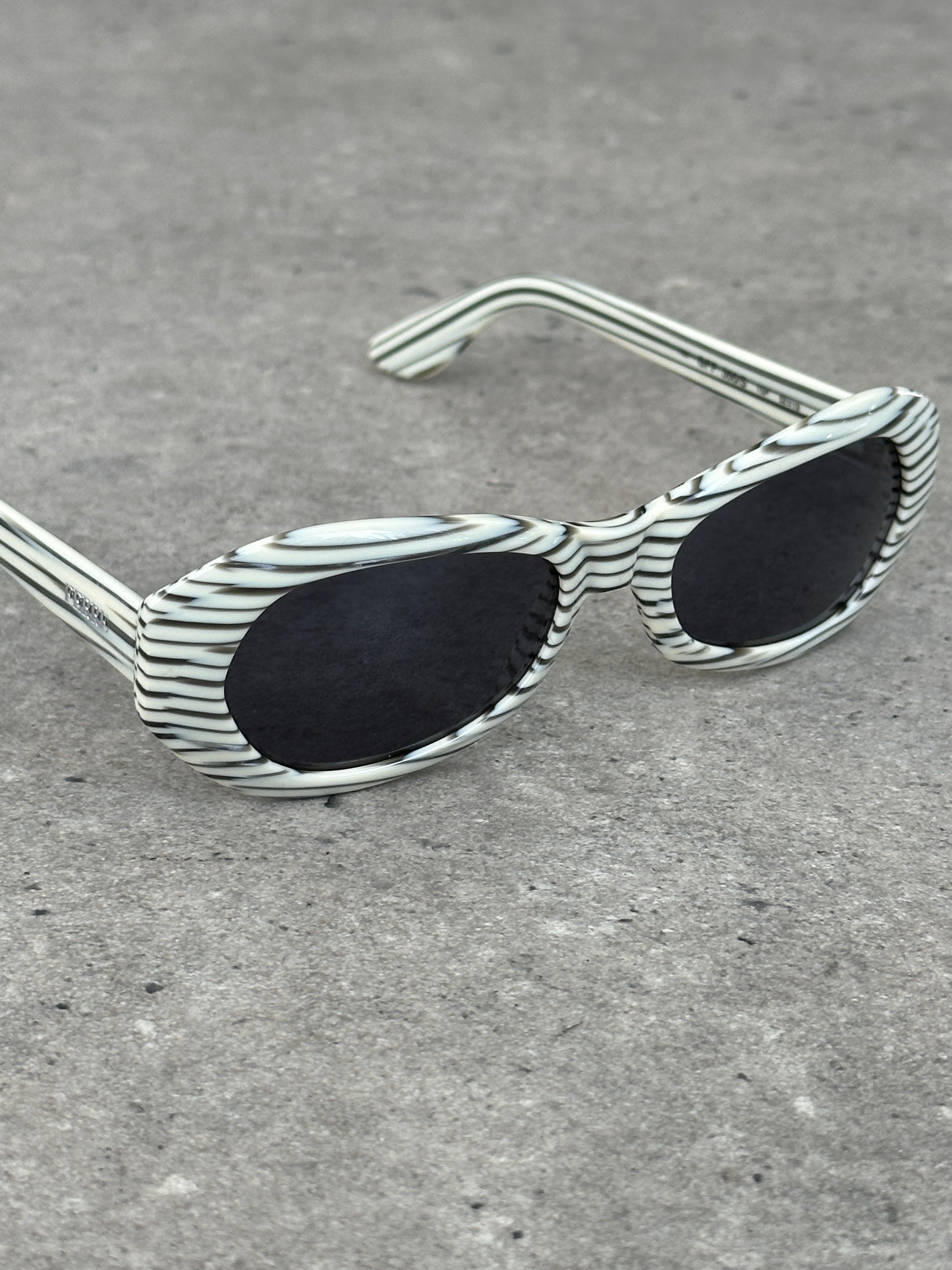 Gianfranco Ferre 1990s Oval Stripe Sunglasses